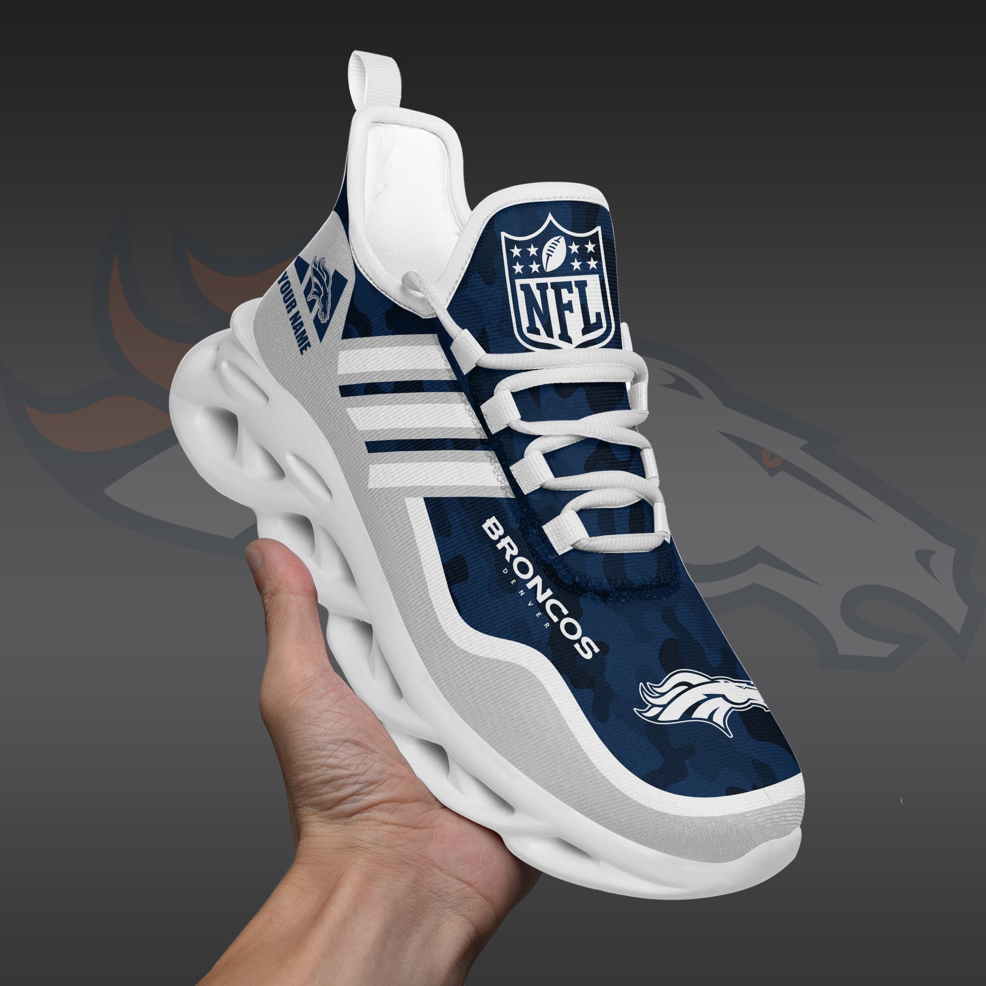 Denver Broncos Black Max Soul Shoes 2026 Versions Custom Name 430