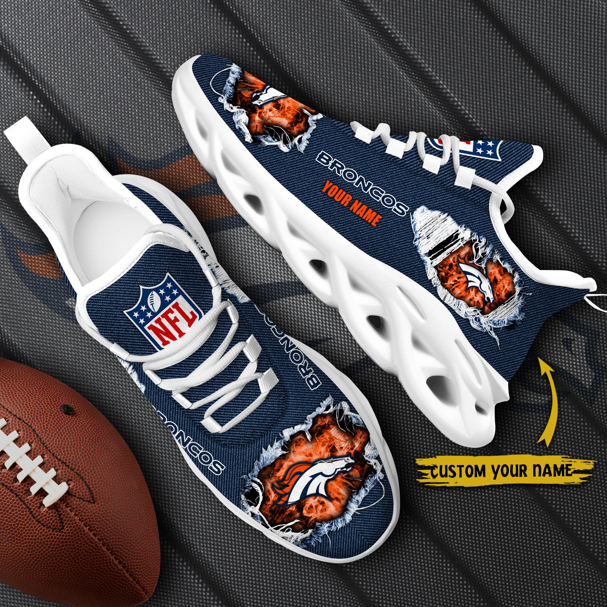 Denver Broncos Black Max Soul Shoes 2026 Versions Custom Name 554
