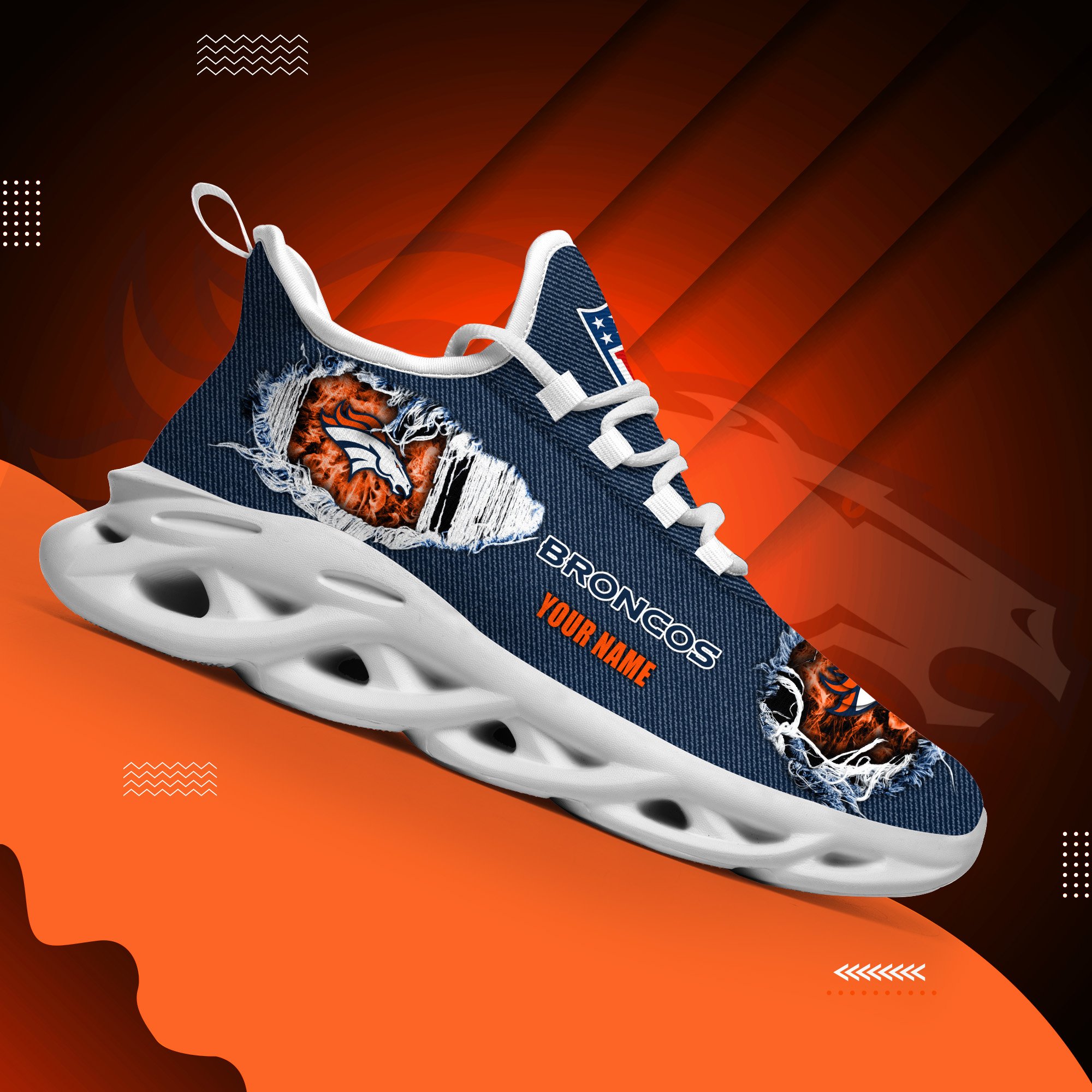 Denver Broncos Black Max Soul Shoes 2026 Versions Custom Name 554