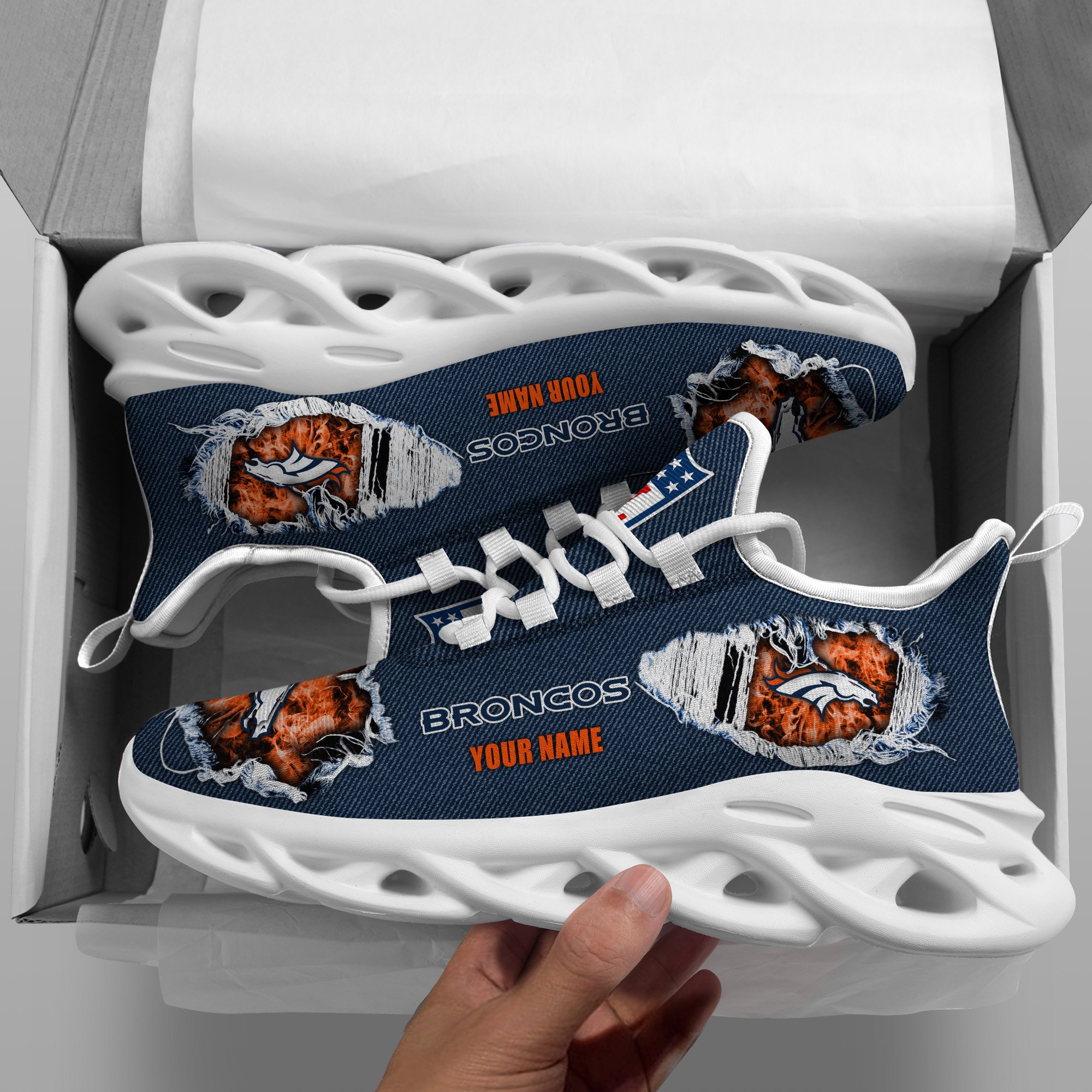 Denver Broncos Black Max Soul Shoes 2026 Versions Custom Name 554