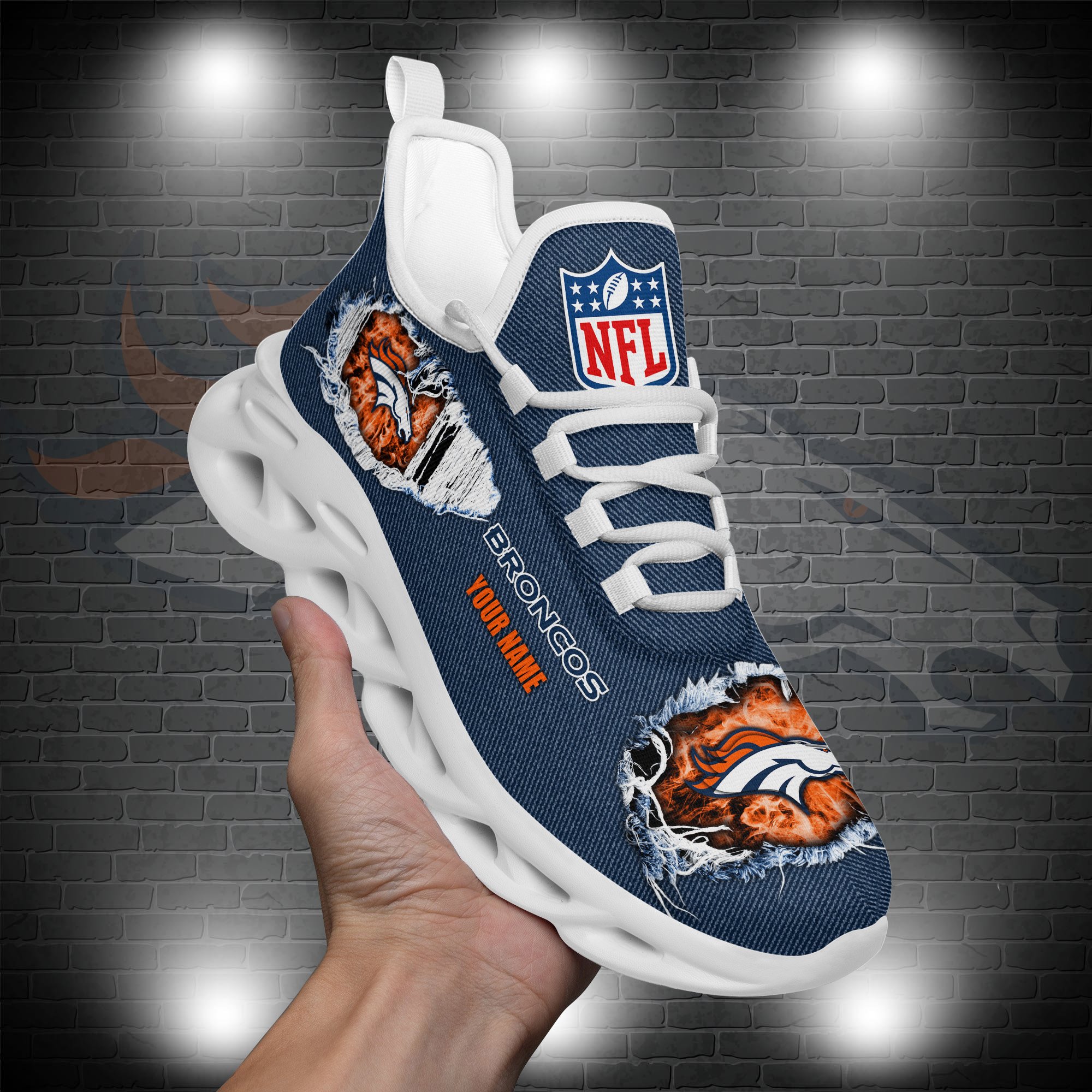 Denver Broncos Black Max Soul Shoes 2026 Versions Custom Name 554
