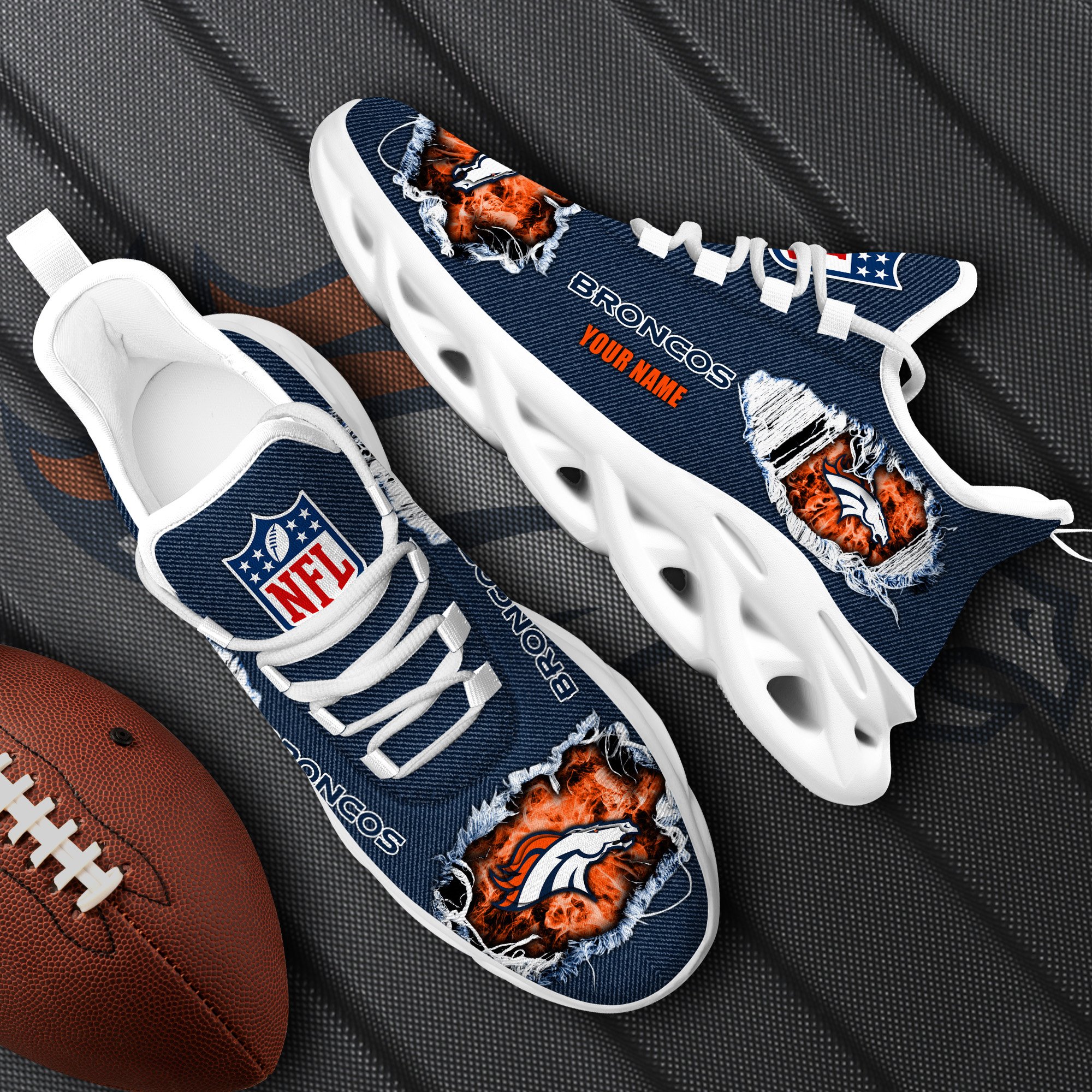 Denver Broncos Black Max Soul Shoes 2026 Versions Custom Name 554