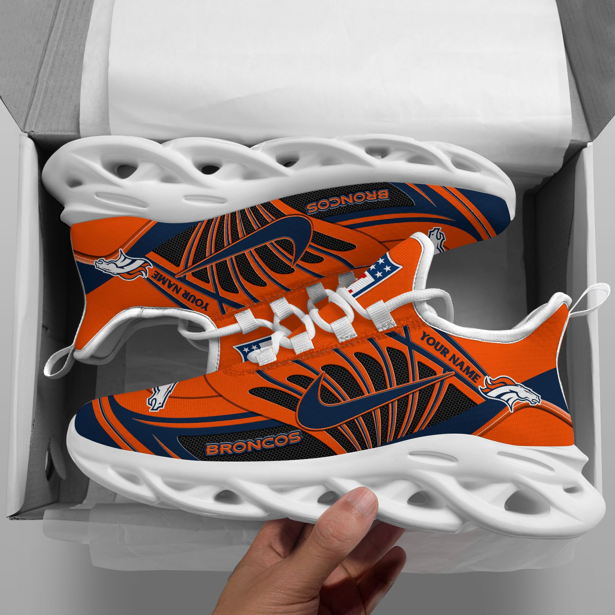 Denver Broncos Black Max Soul Shoes 2026 Versions Custom Name 898