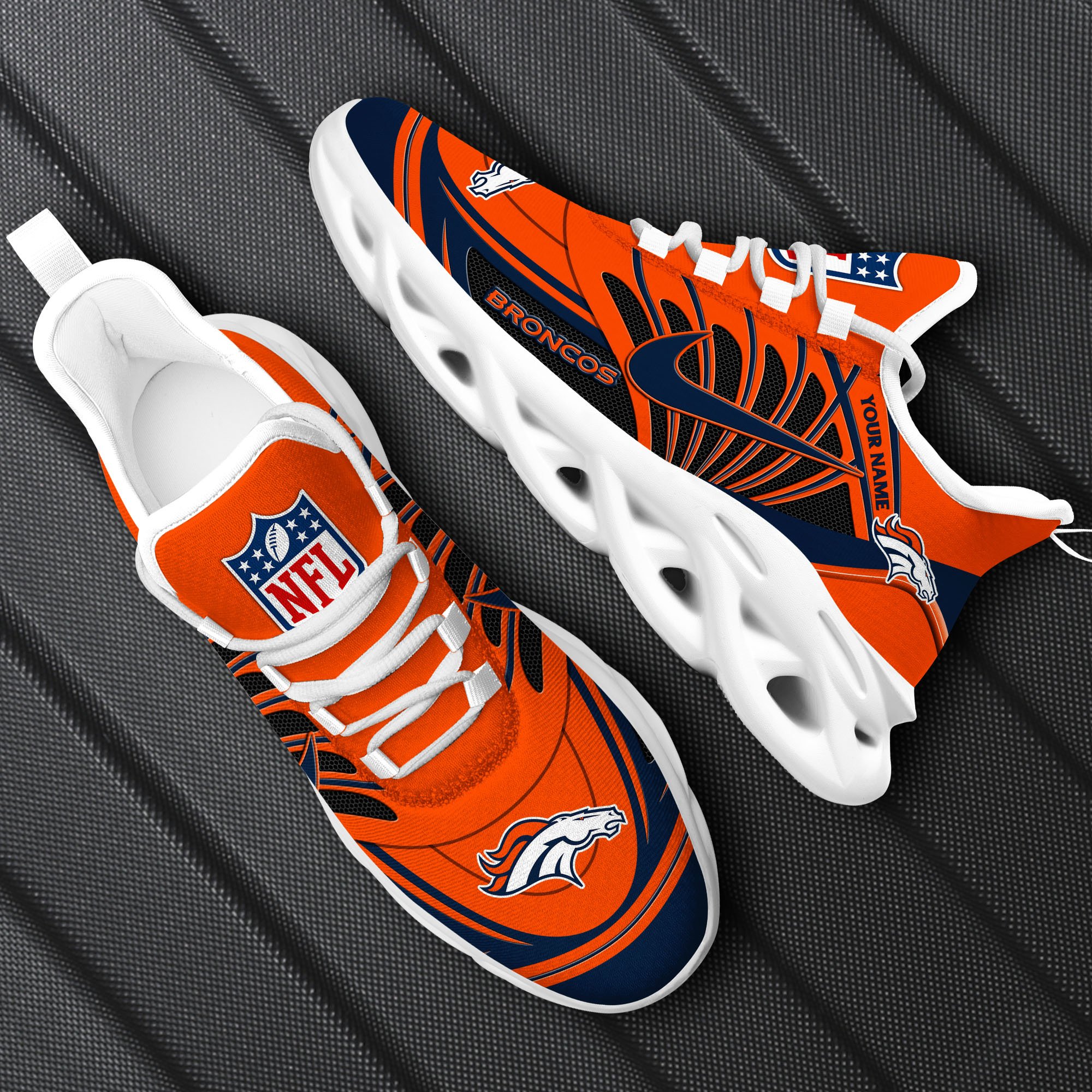 Denver Broncos Black Max Soul Shoes 2026 Versions Custom Name 898