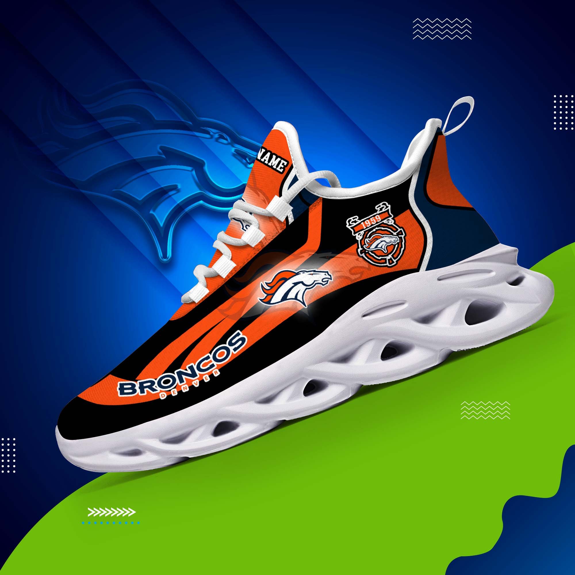 Denver Broncos White C Sneakers 2026 Version Personalized Your Name 090