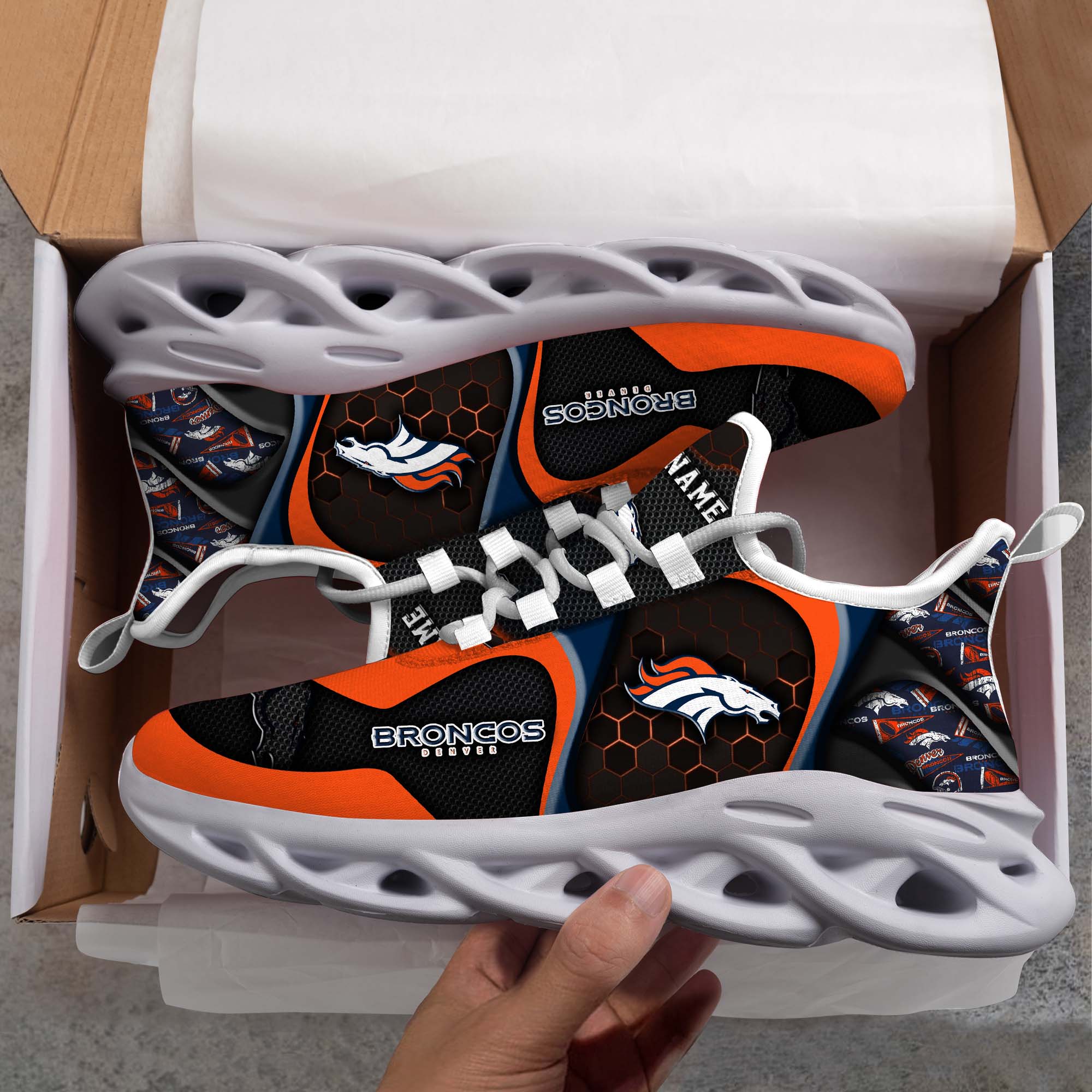 Denver Broncos White C Sneakers 2026 Version Personalized Your Name 432