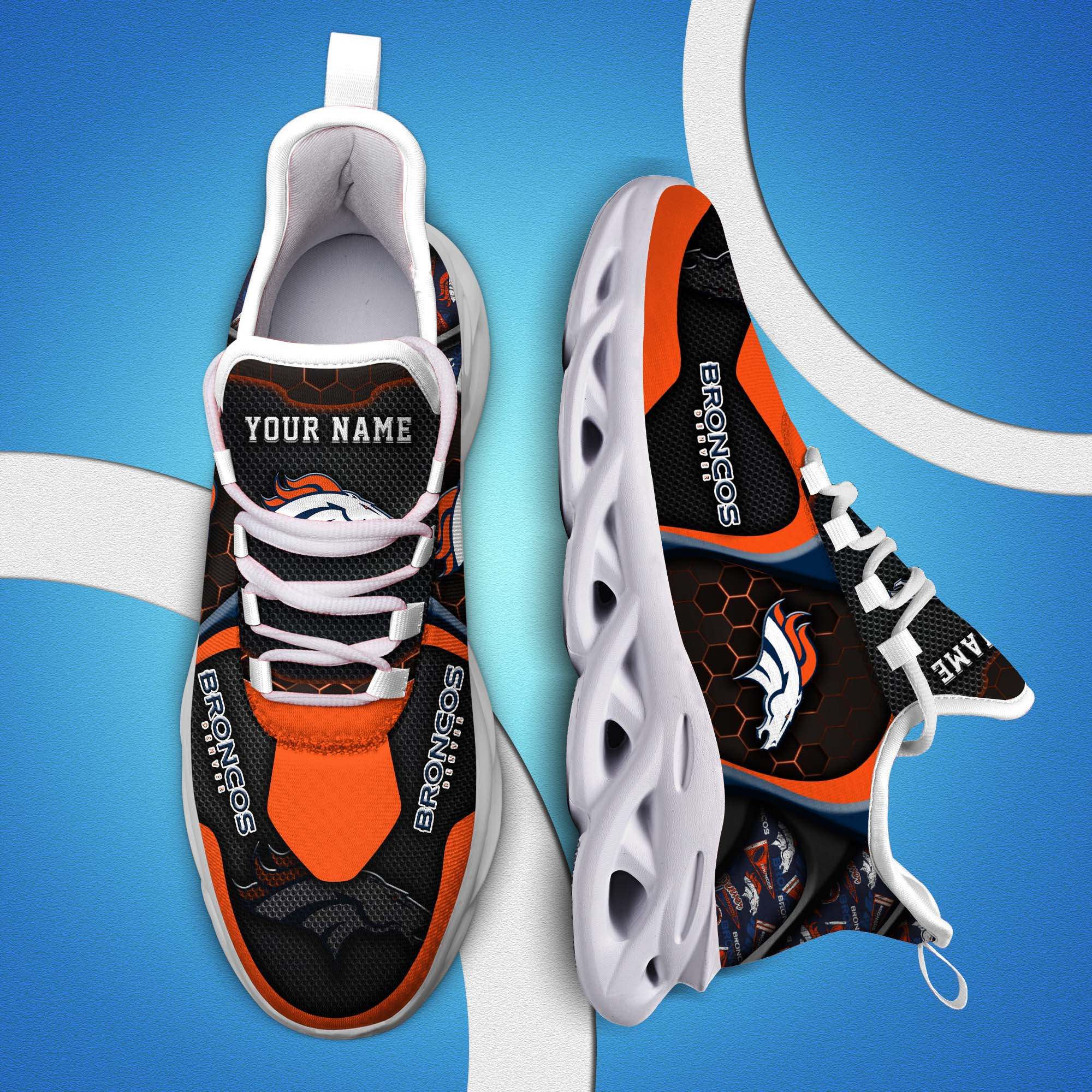 Denver Broncos White C Sneakers 2026 Version Personalized Your Name 432