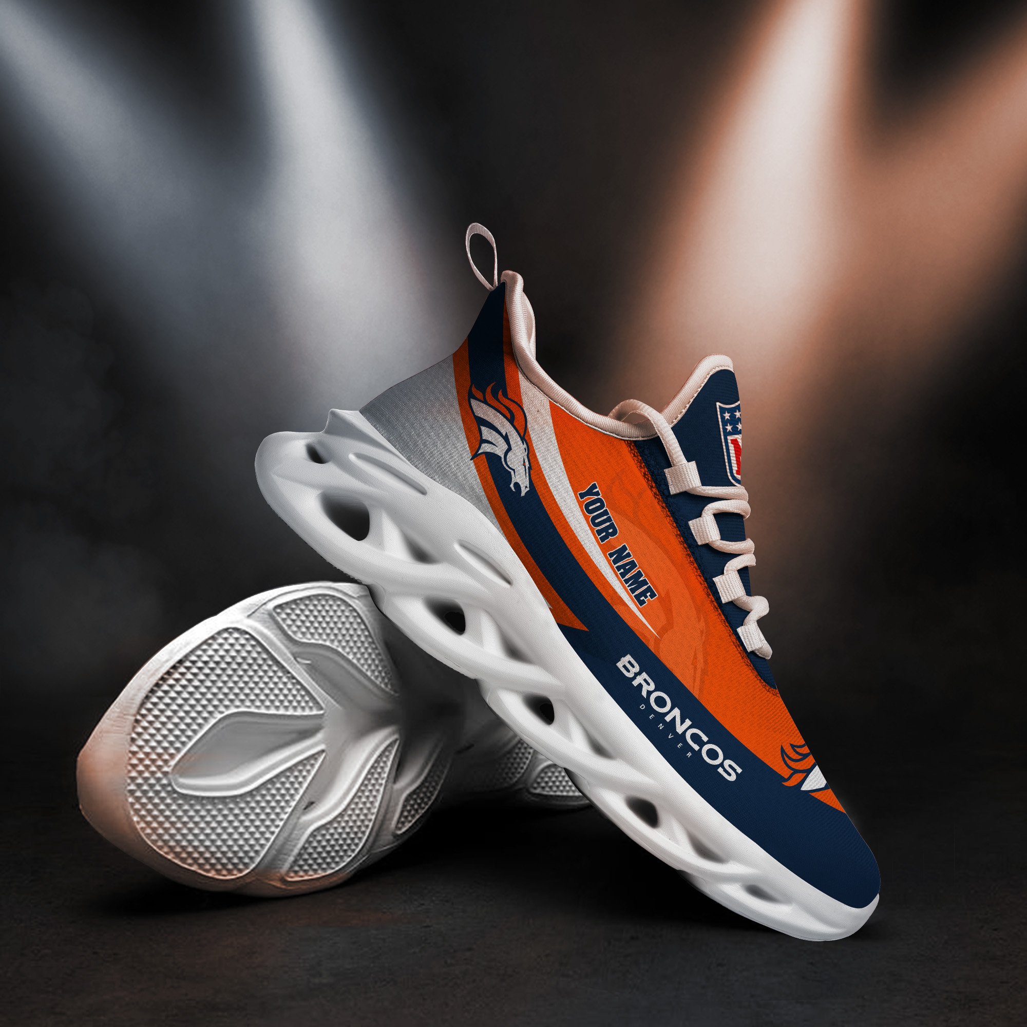 Denver Broncos White Max Soul Shoes 2026 Versions Custom Your Name, Sports Gift For Fan, Sport Gifts PH410