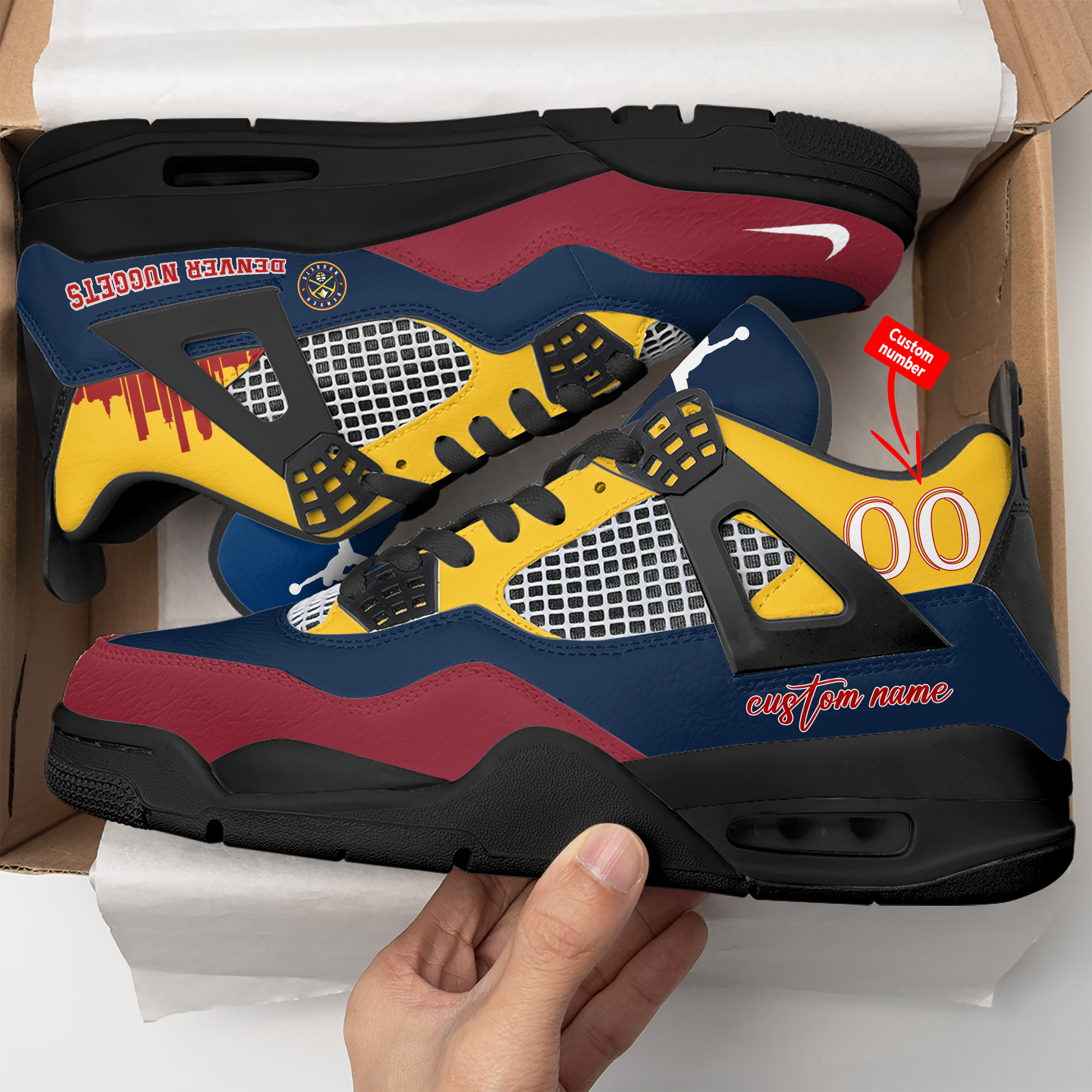 DENVER NUGGETS Personalized Name And Number Shoes