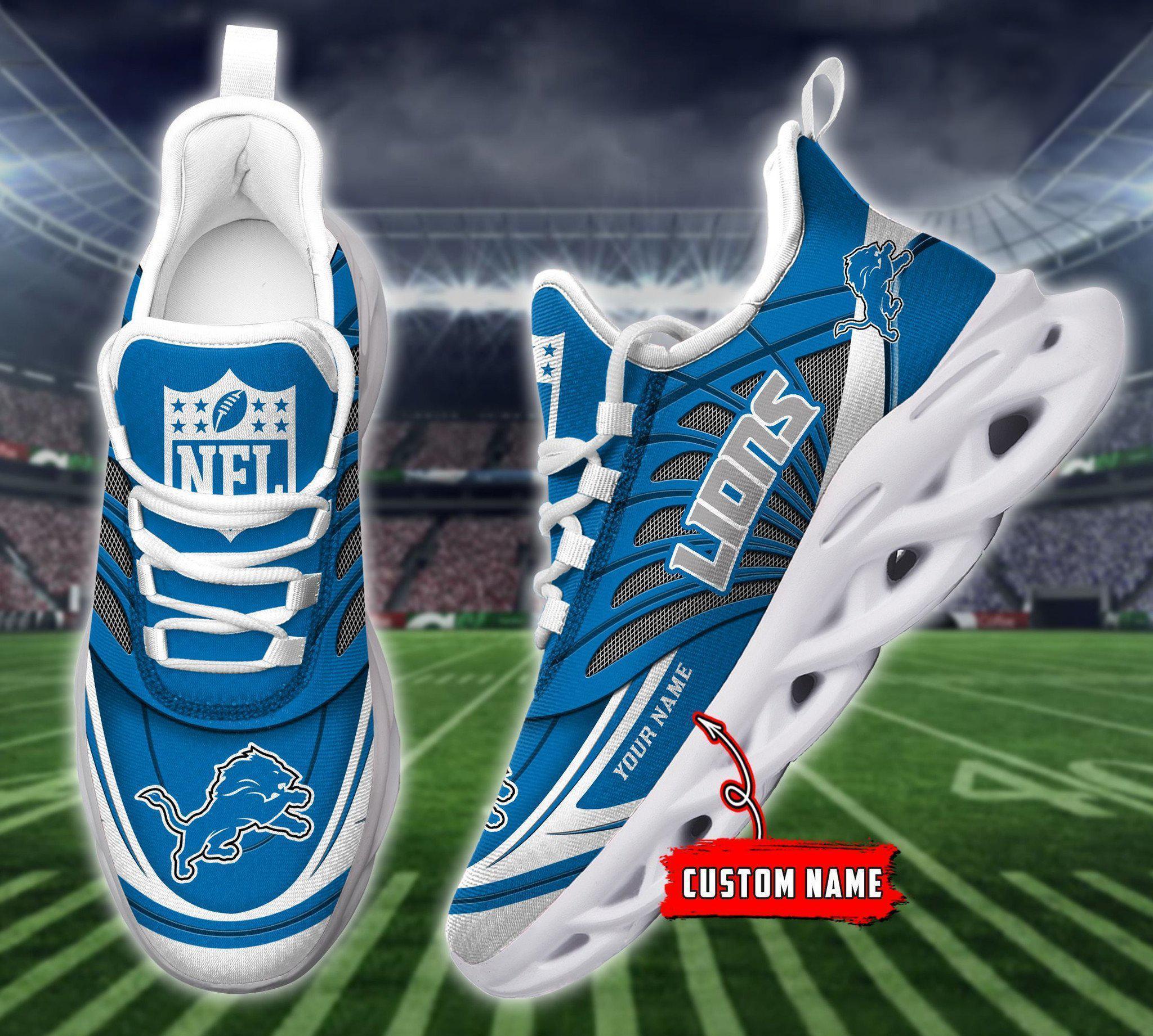 Detroit Lions Black Max Soul Shoes 2026 Versions Custom Name 637