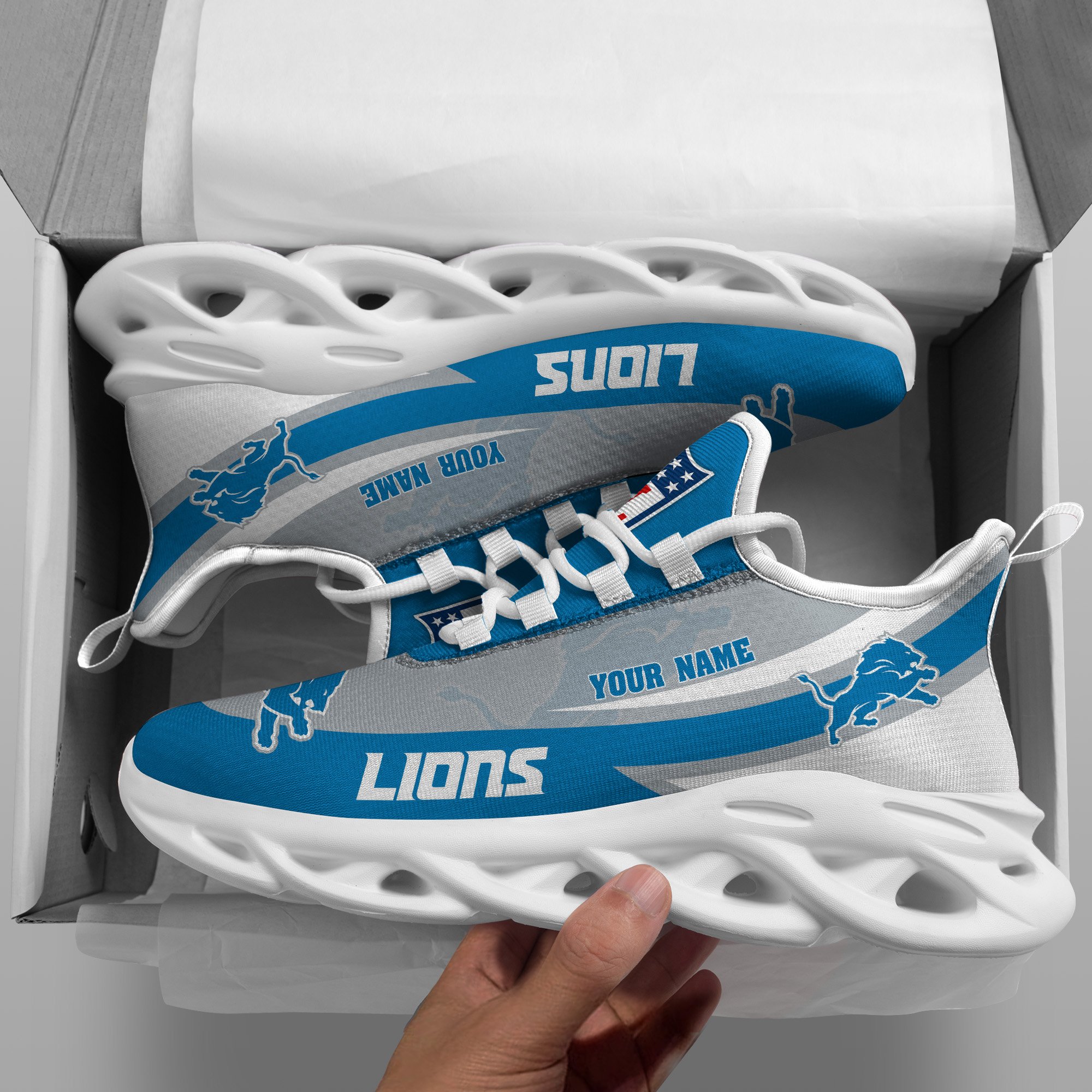 Detroit Lions White Max Soul Shoes 2026 Versions Custom Your Name, Sports Gift For Fan, Sport Gifts PH410