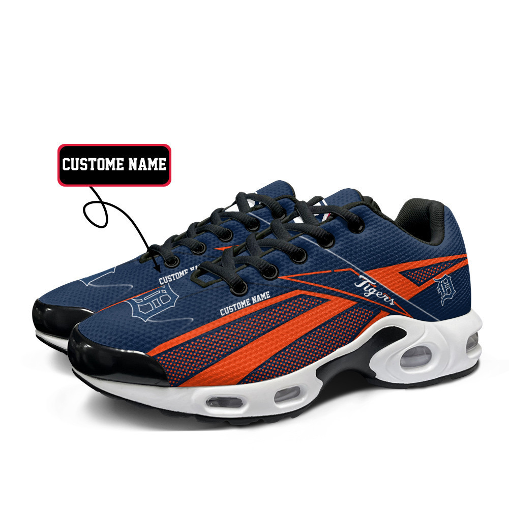 Detroit Tigers Personalized Name Team Colors Supersonic Line Pattern TN Shoes Air Cushion Sneakers