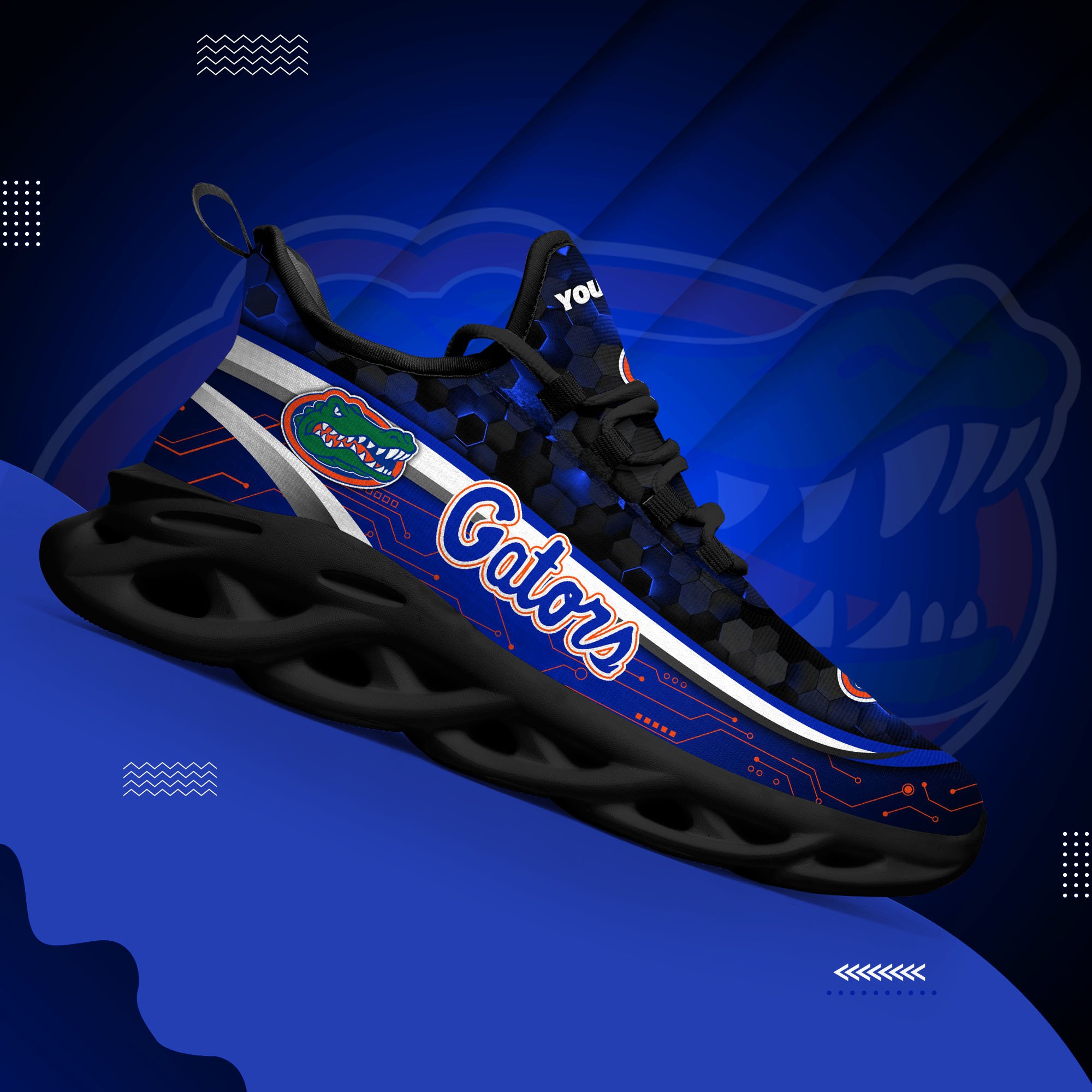 Florida Gators Black Clunky Sneakers Custom Name, Max Soul Shoes, Sport Gifts