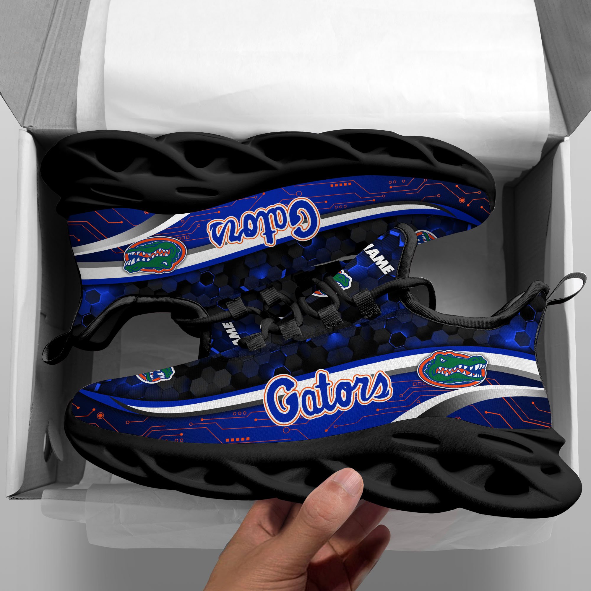 Florida Gators Black Clunky Sneakers Custom Name, Max Soul Shoes, Sport Gifts