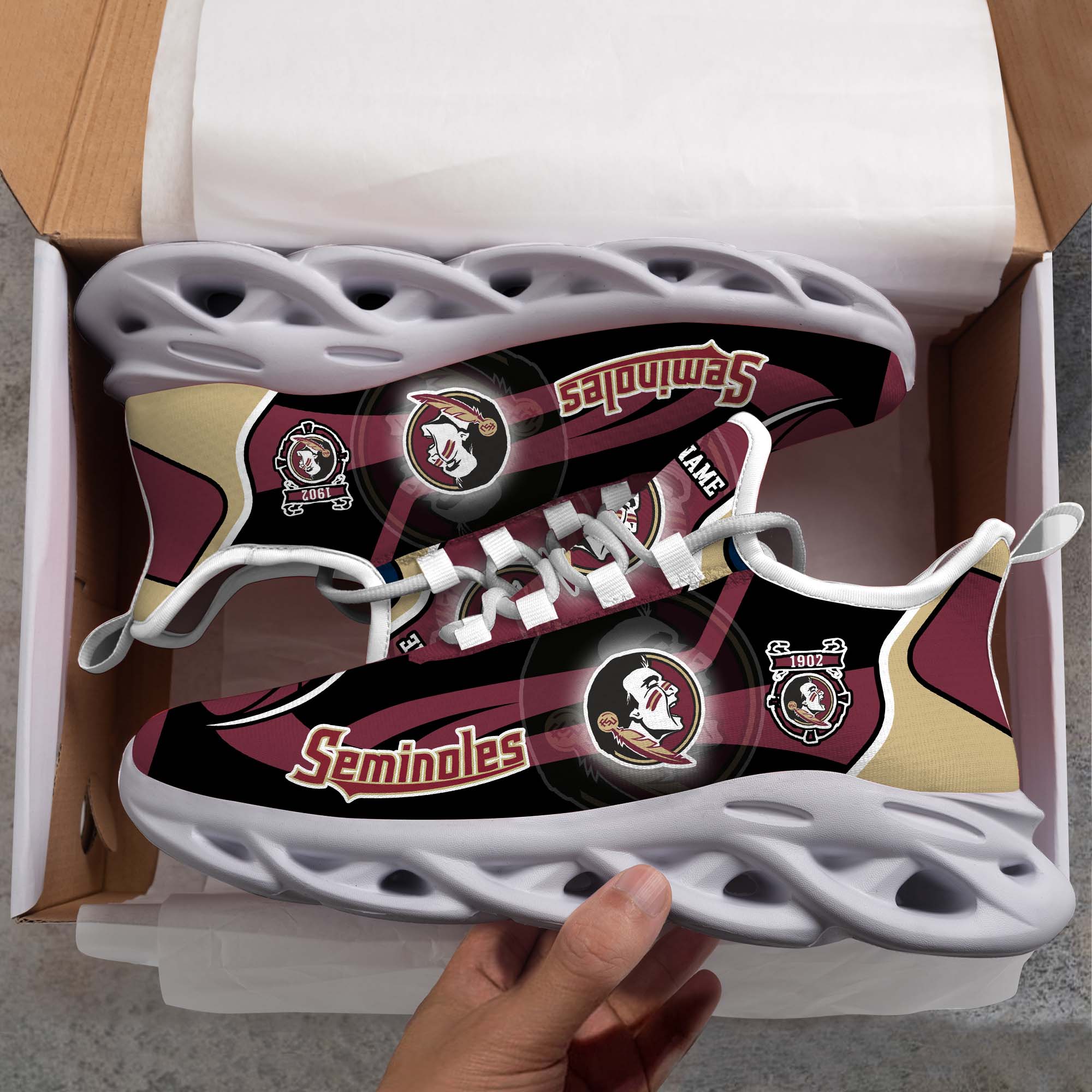 Florida State Seminoles White C Sneakers 2026 Version Personalized Your Name 090