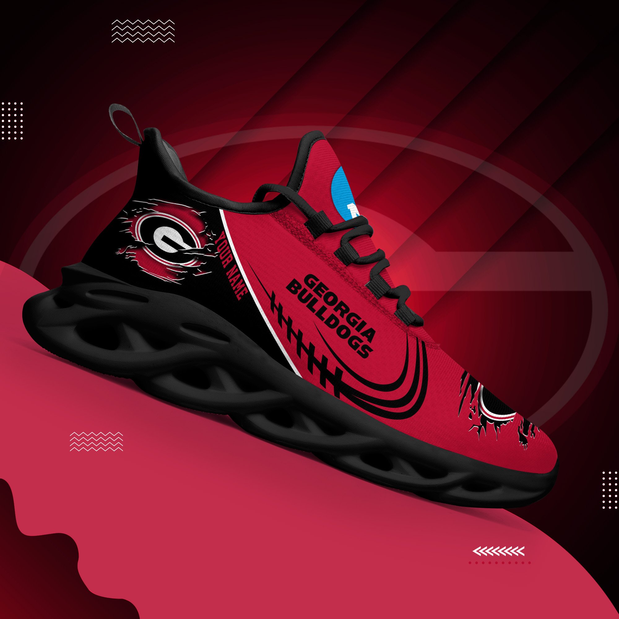 Georgia Bulldogs Black Max Soul Shoes 2026 Versions Custom Name 016