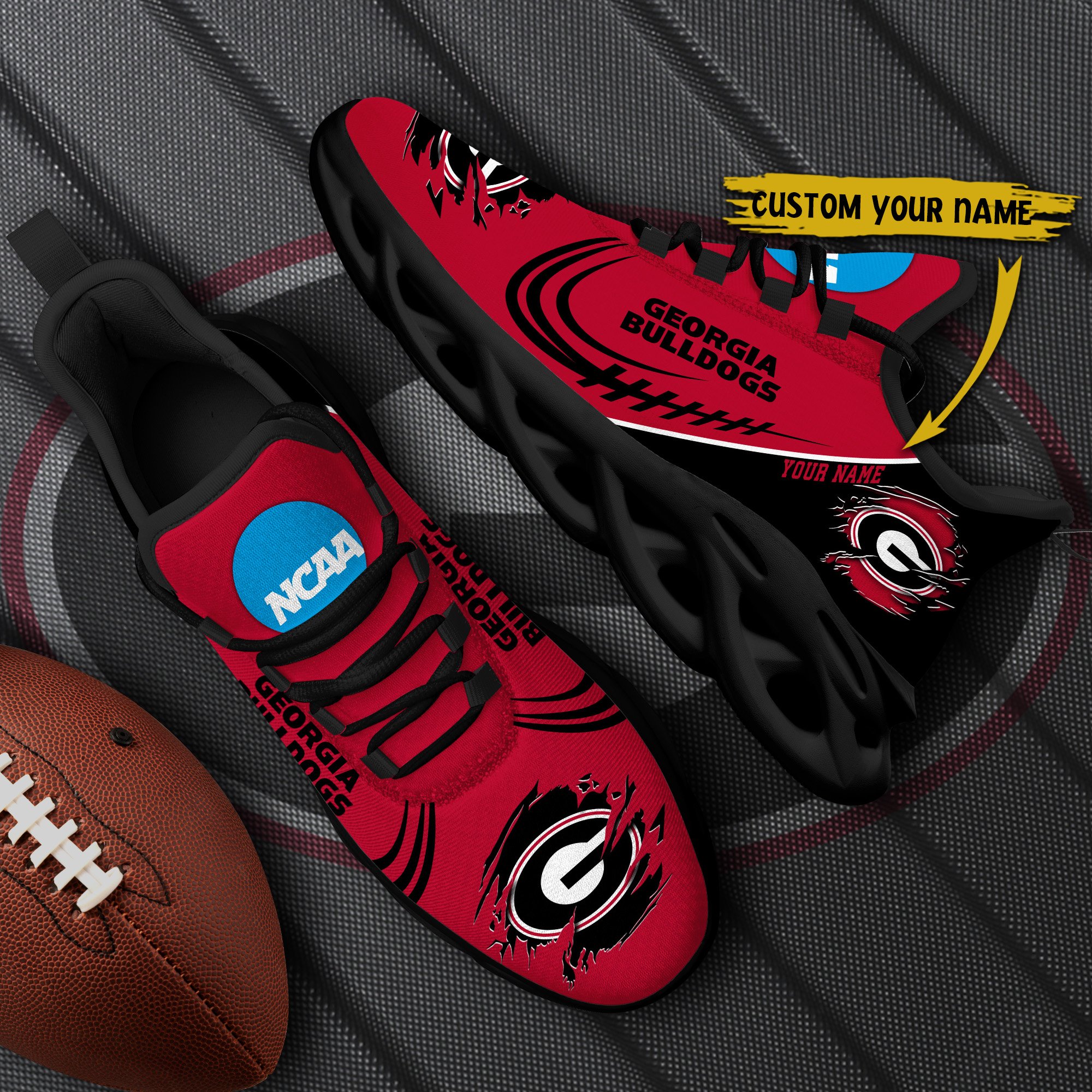 Georgia Bulldogs Black Max Soul Shoes 2026 Versions Custom Name 016