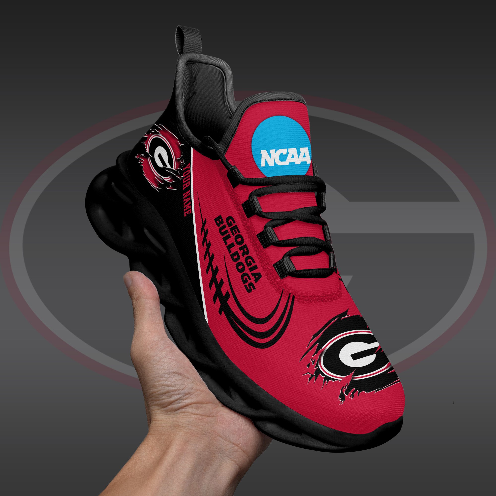 Georgia Bulldogs Black Max Soul Shoes 2026 Versions Custom Name 016