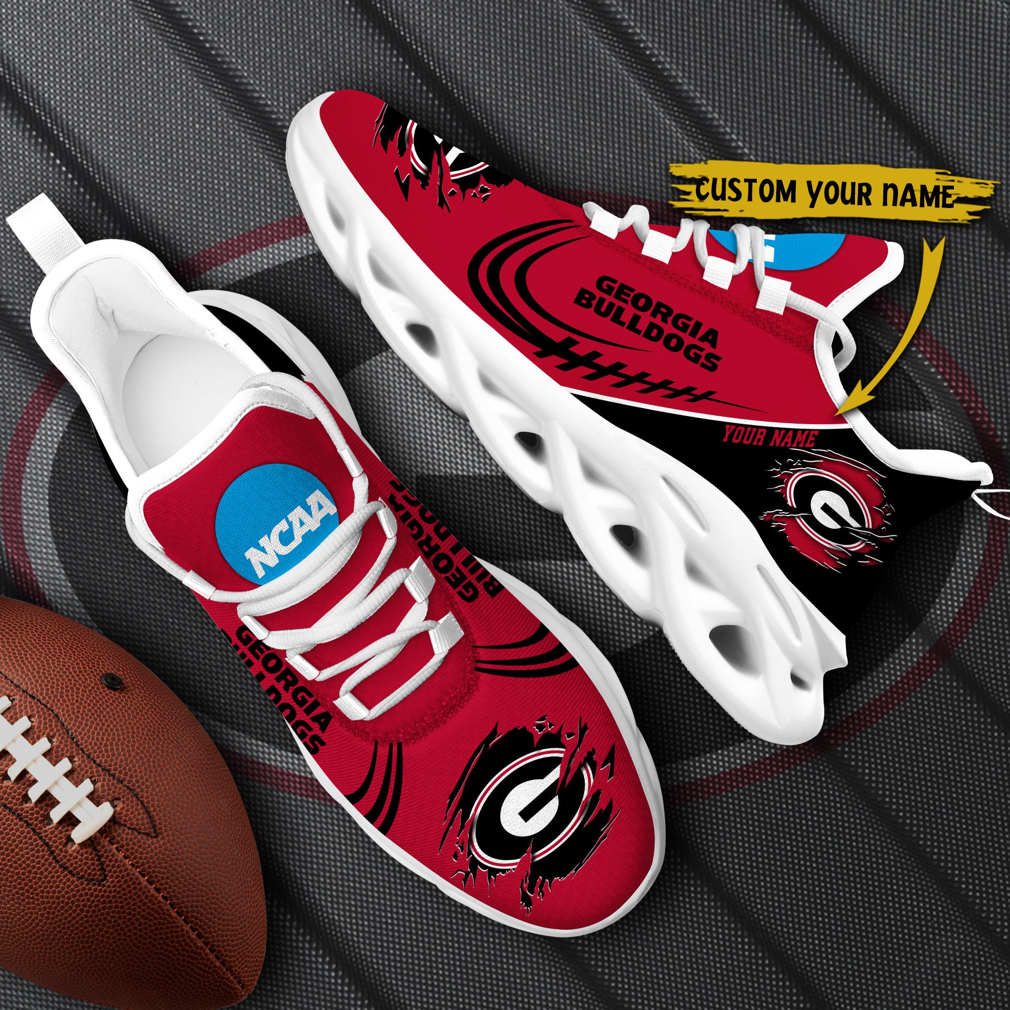 Georgia Bulldogs Black Max Soul Shoes 2026 Versions Custom Name 016