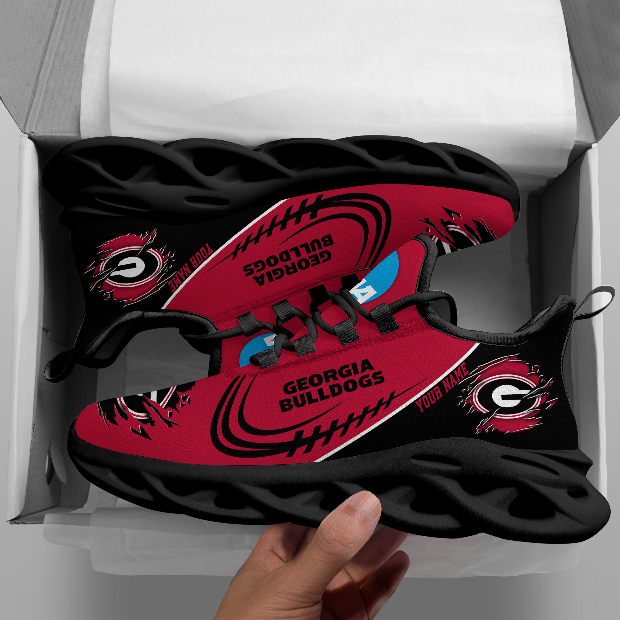 Georgia Bulldogs Black Max Soul Shoes 2026 Versions Custom Name 016