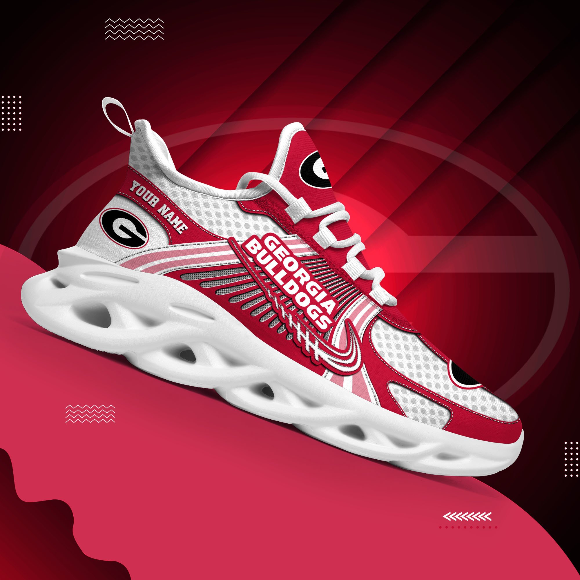 Georgia Bulldogs Clunky Sneakers Custom Your Name, Sport Sneakers, Sport Gifts For Fan, Gifts For Him