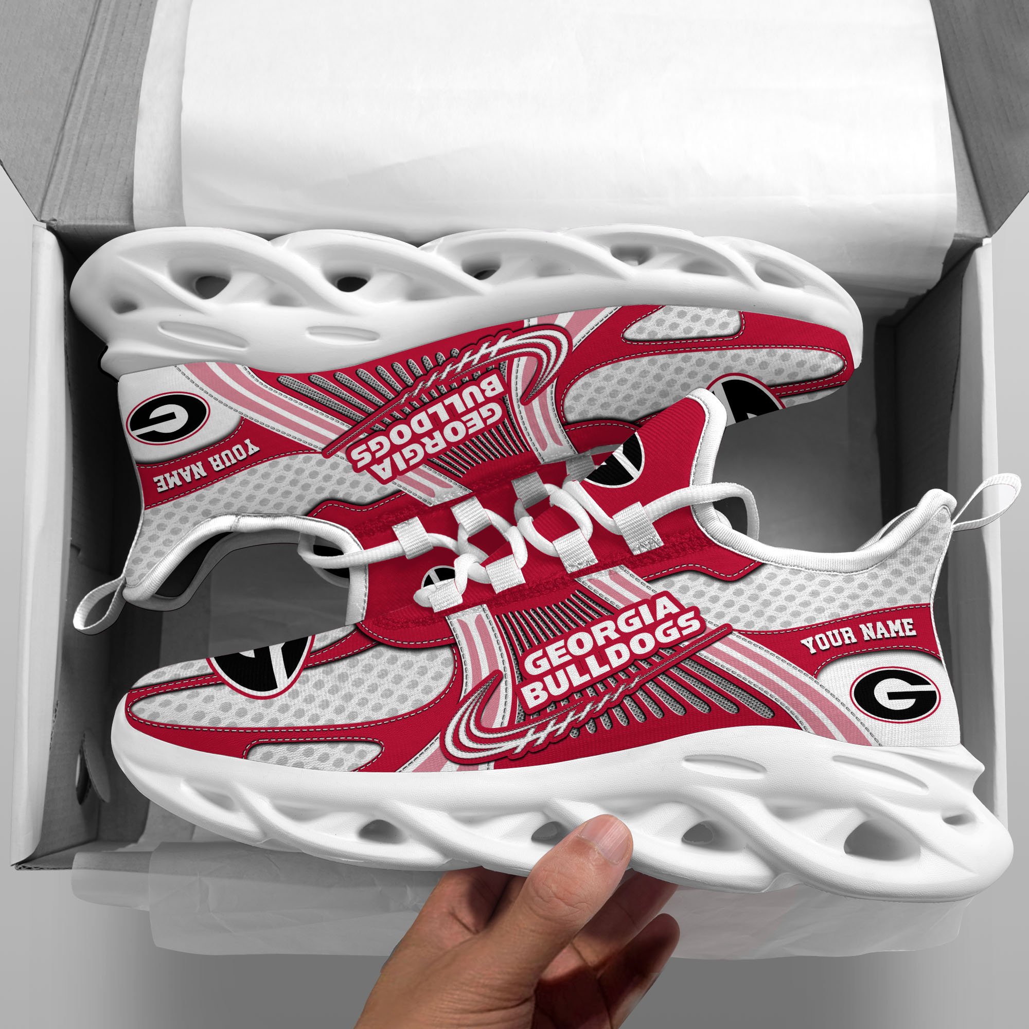 Georgia Bulldogs Clunky Sneakers Custom Your Name, Sport Sneakers, Sport Gifts For Fan, Gifts For Him