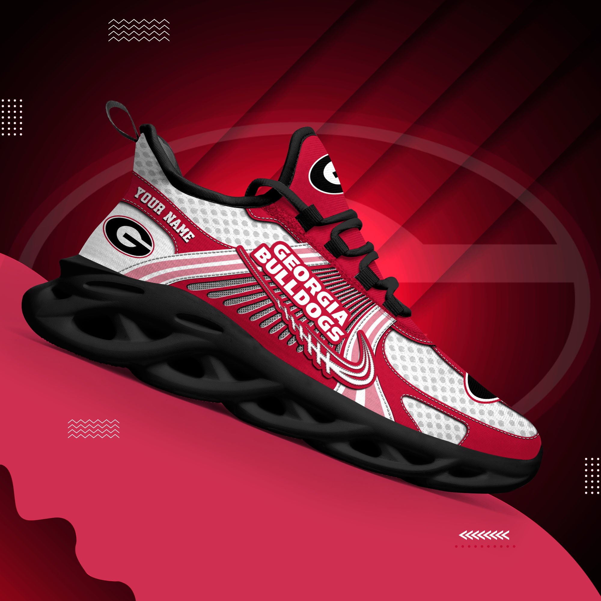 Georgia Bulldogs Clunky Sneakers Custom Your Name, Sport Sneakers, Sport Gifts For Fan, Gifts For Him