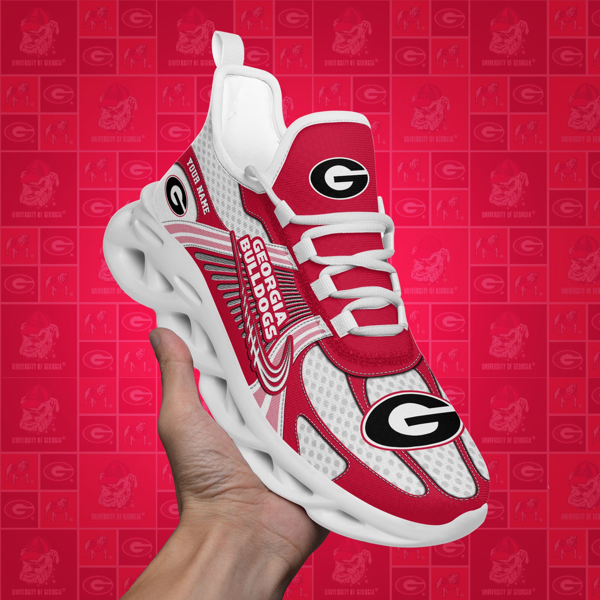 Georgia Bulldogs Clunky Sneakers Custom Your Name, Sport Sneakers, Sport Gifts For Fan, Gifts For Him