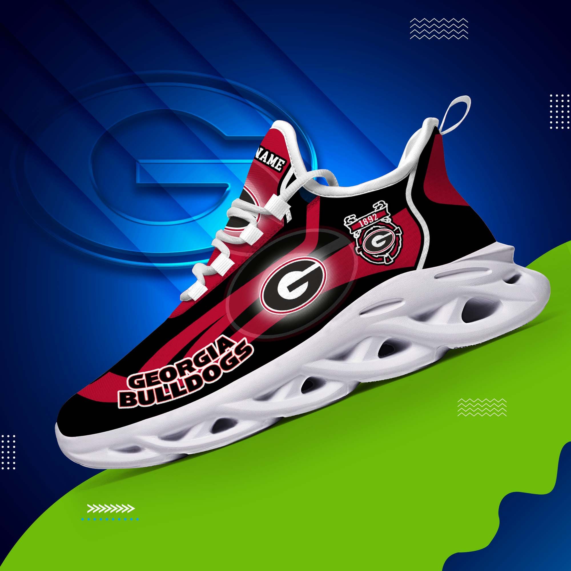Georgia Bulldogs White C Sneakers 2026 Version Personalized Your Name 090
