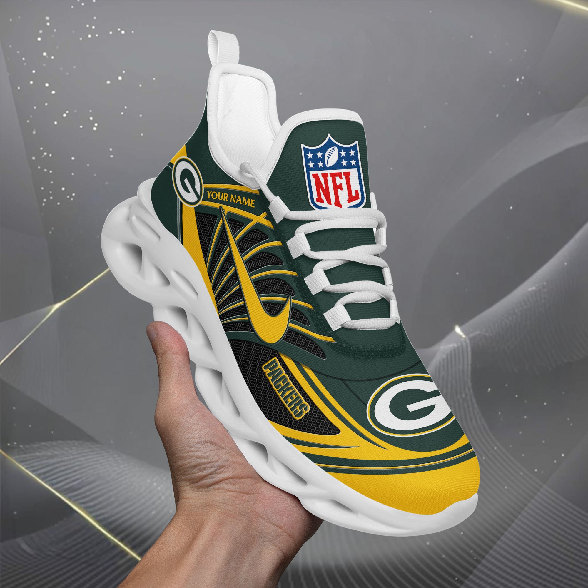Green Bay Packers Black Max Soul Shoes 2026 Versions Custom Name 898