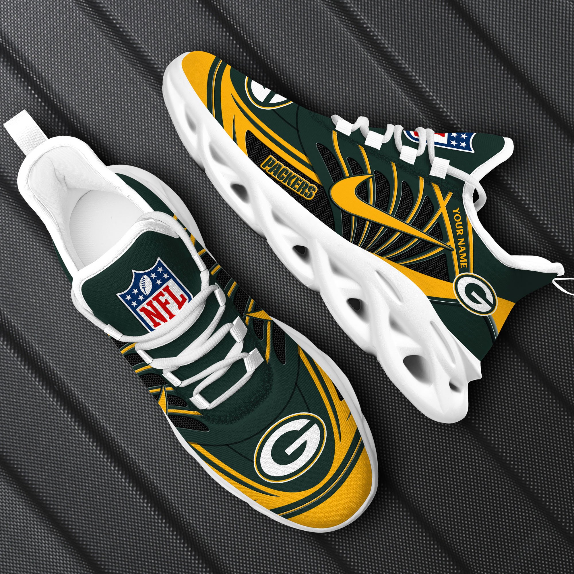 Green Bay Packers Black Max Soul Shoes 2026 Versions Custom Name 898