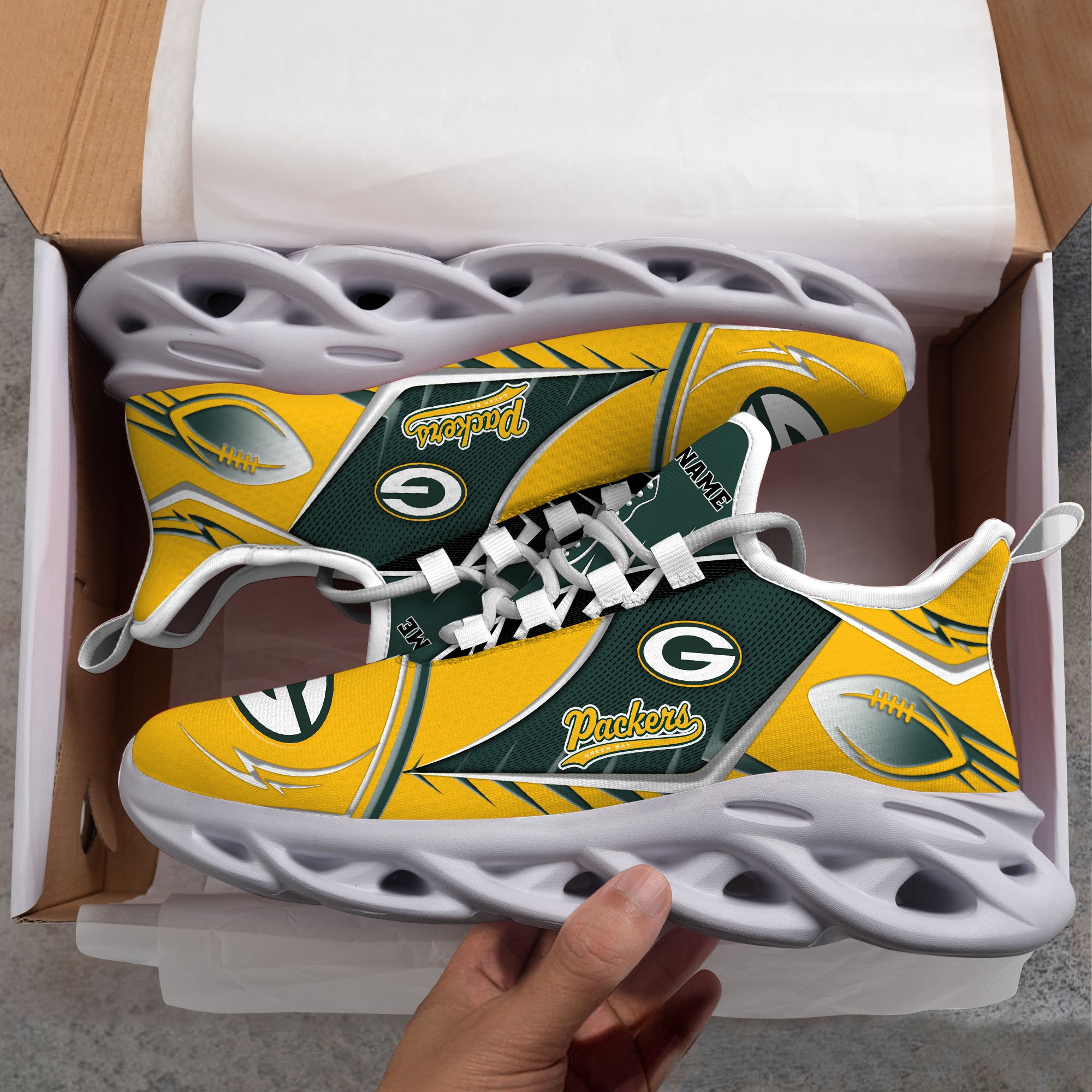 Green Bay Packers Sport White C Sneakers 2026 Version Personalized Your Name 528