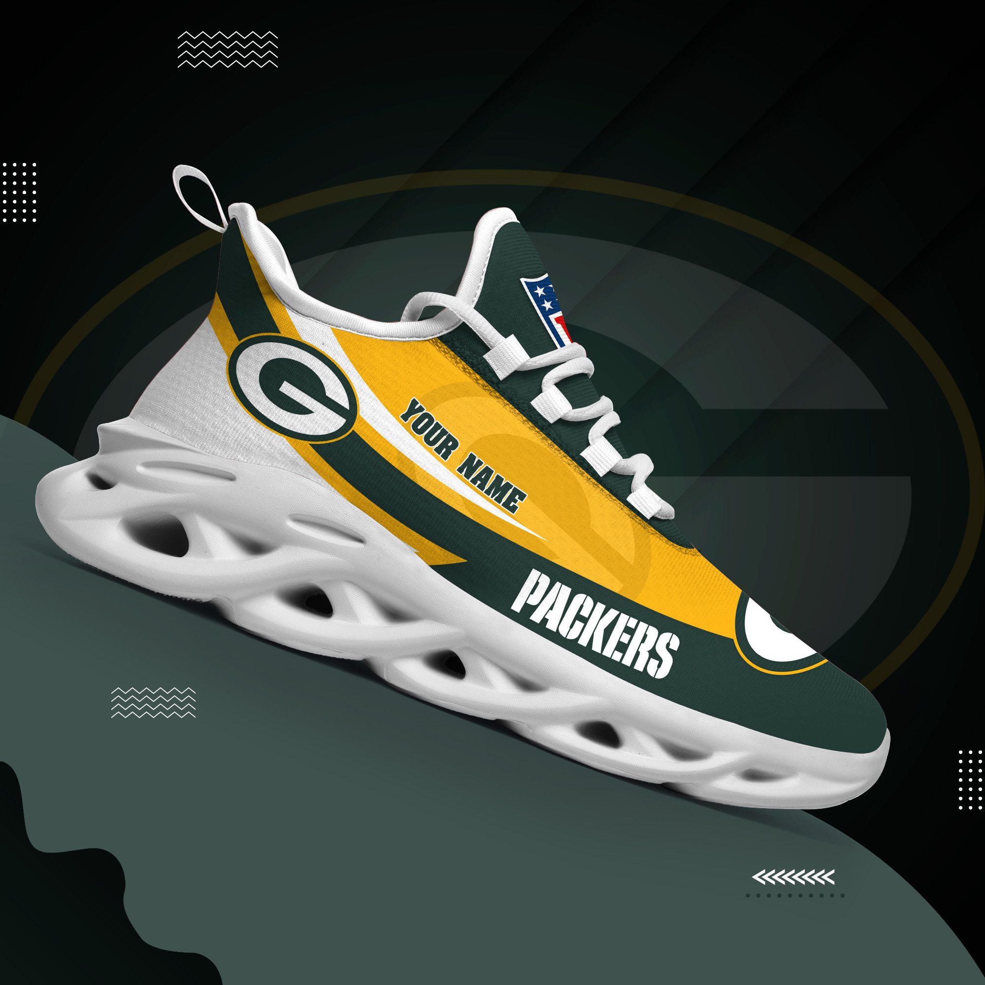 Green Bay Packers White Max Soul Shoes 2026 Versions Custom Your Name, Sports Gift For Fan, Sport Gifts PH410