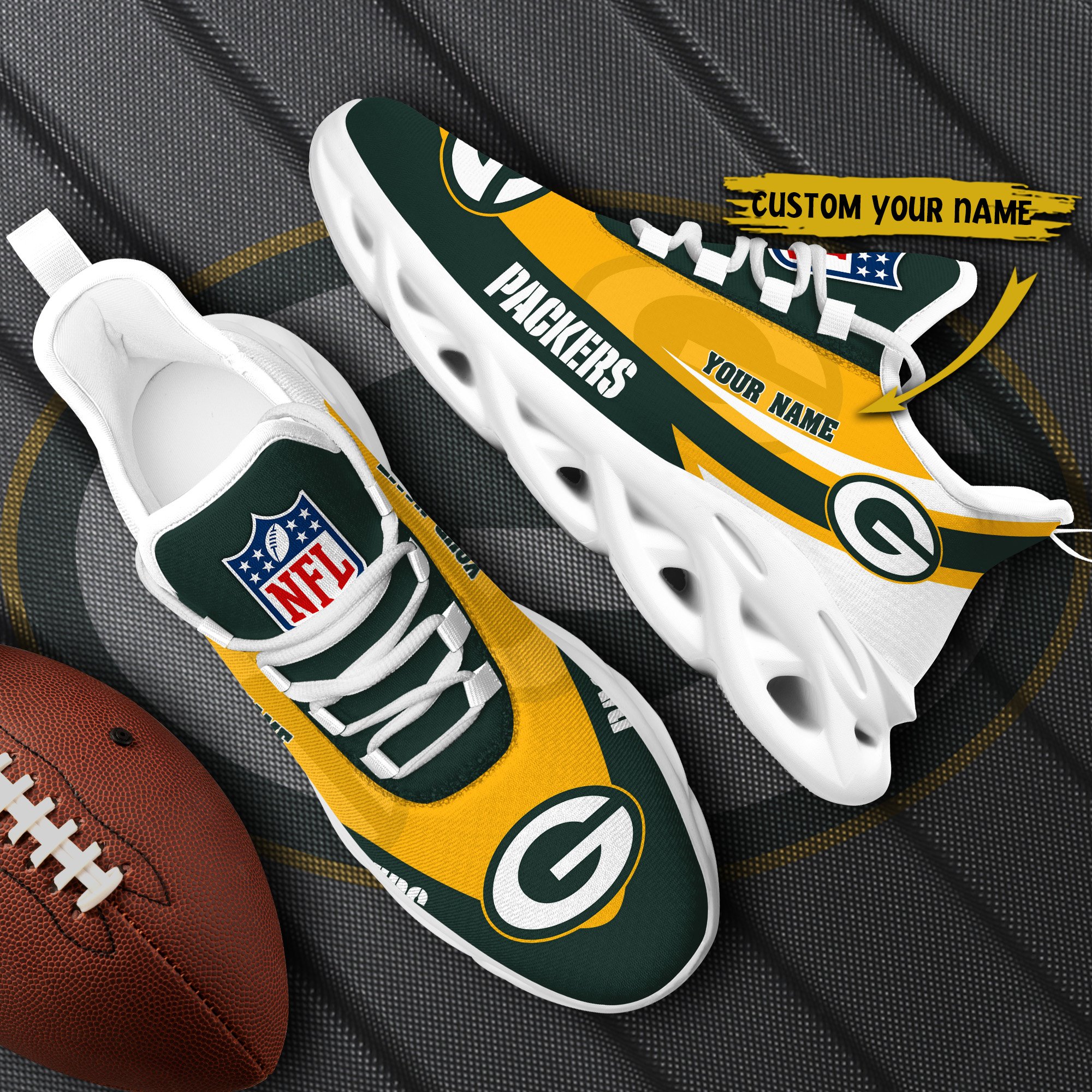 Green Bay Packers White Max Soul Shoes 2026 Versions Custom Your Name, Sports Gift For Fan, Sport Gifts PH410