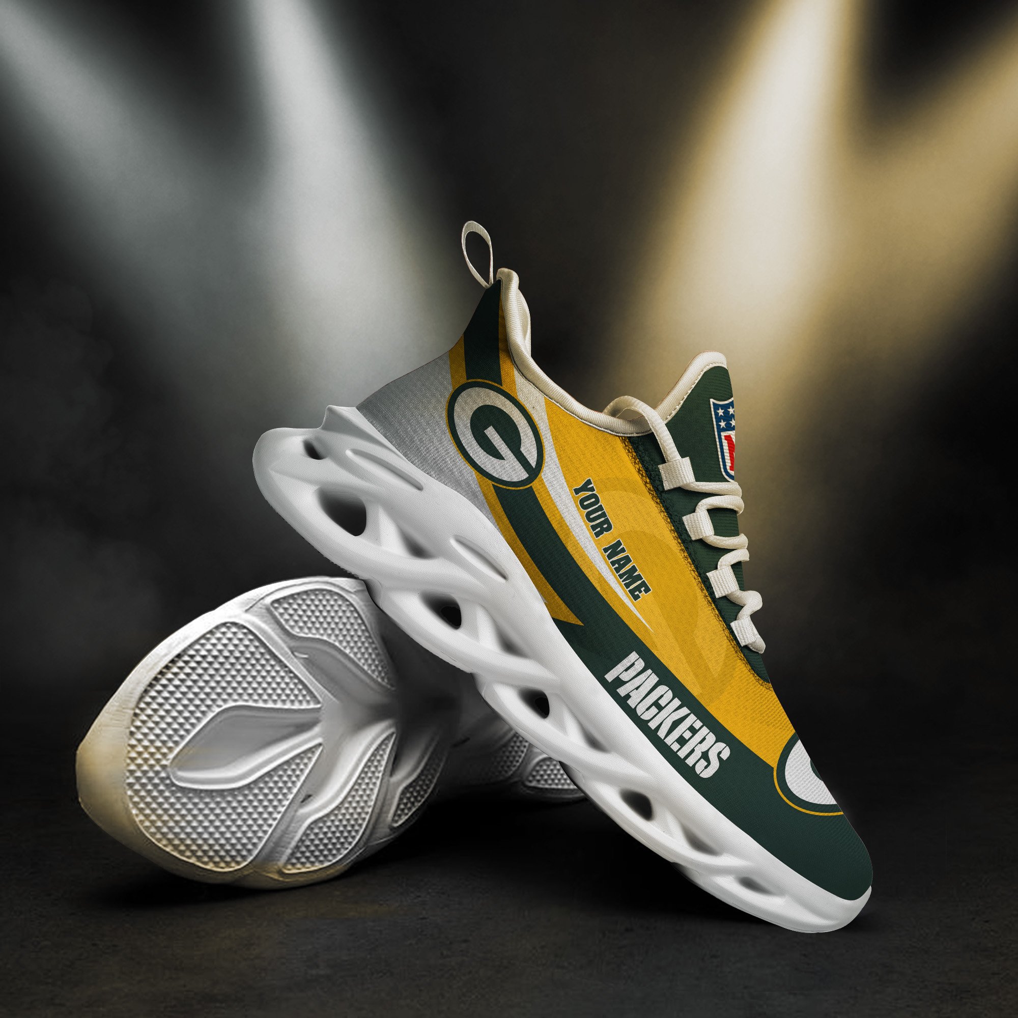 Green Bay Packers White Max Soul Shoes 2026 Versions Custom Your Name, Sports Gift For Fan, Sport Gifts PH410