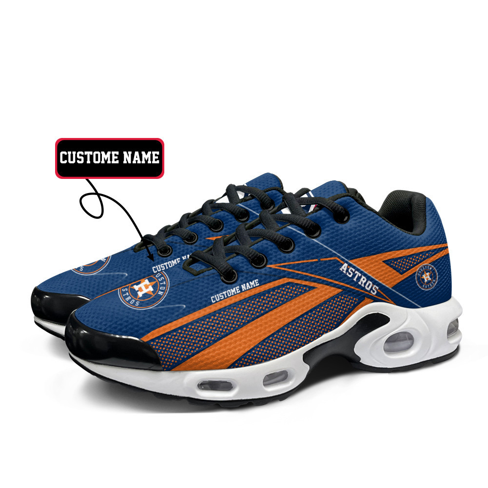 Houston Astros Personalized Name Team Colors Supersonic Line Pattern TN Shoes Air Cushion Sneakers
