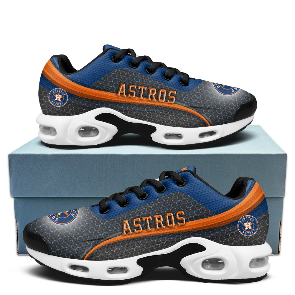 Houston Astros Personalized Name Team Colors Wave Line Beehive Pattern TN Air Max Shoes Air Cushion Sneakers