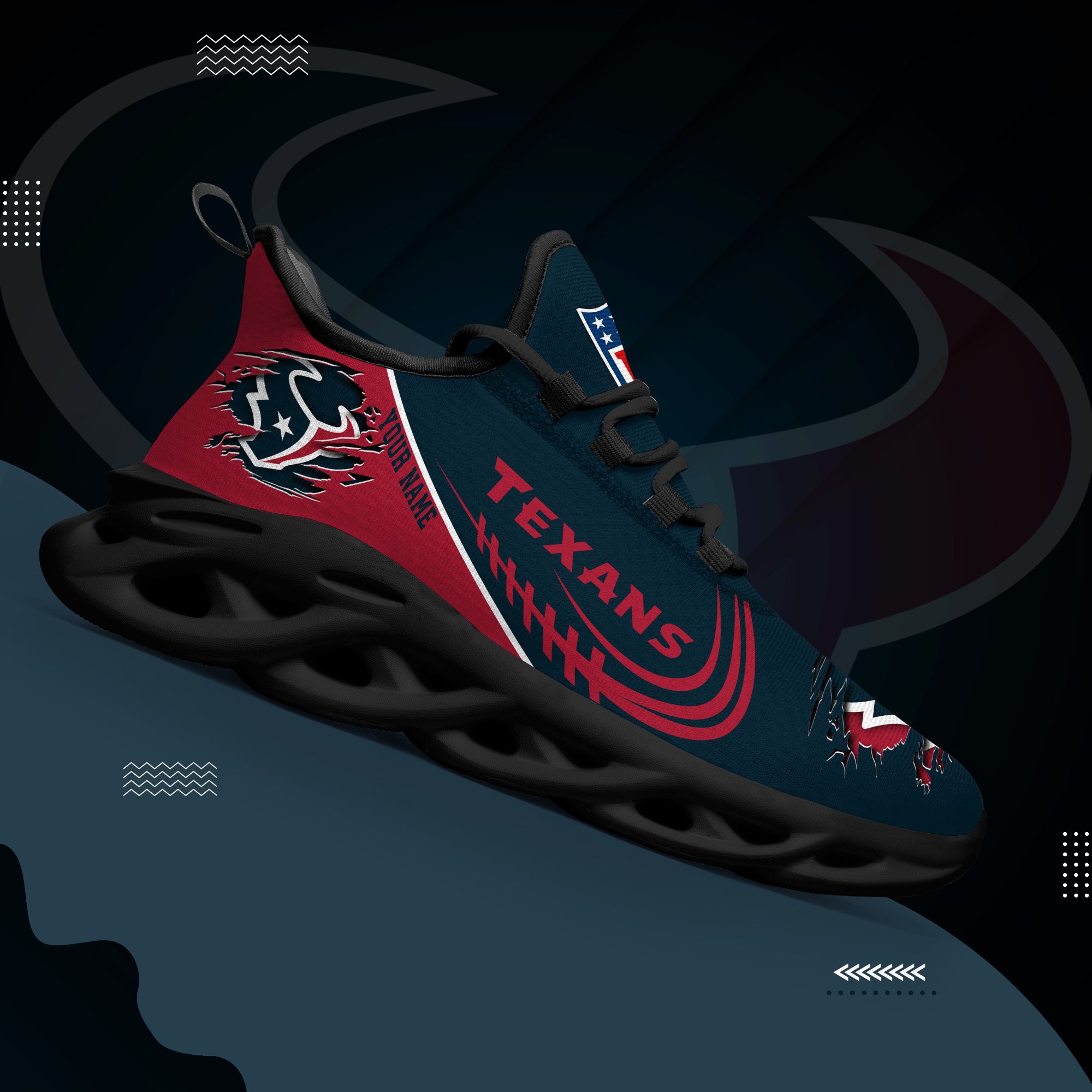 Houston Texans Black Max Soul Shoes 2026 Versions Custom Name 003