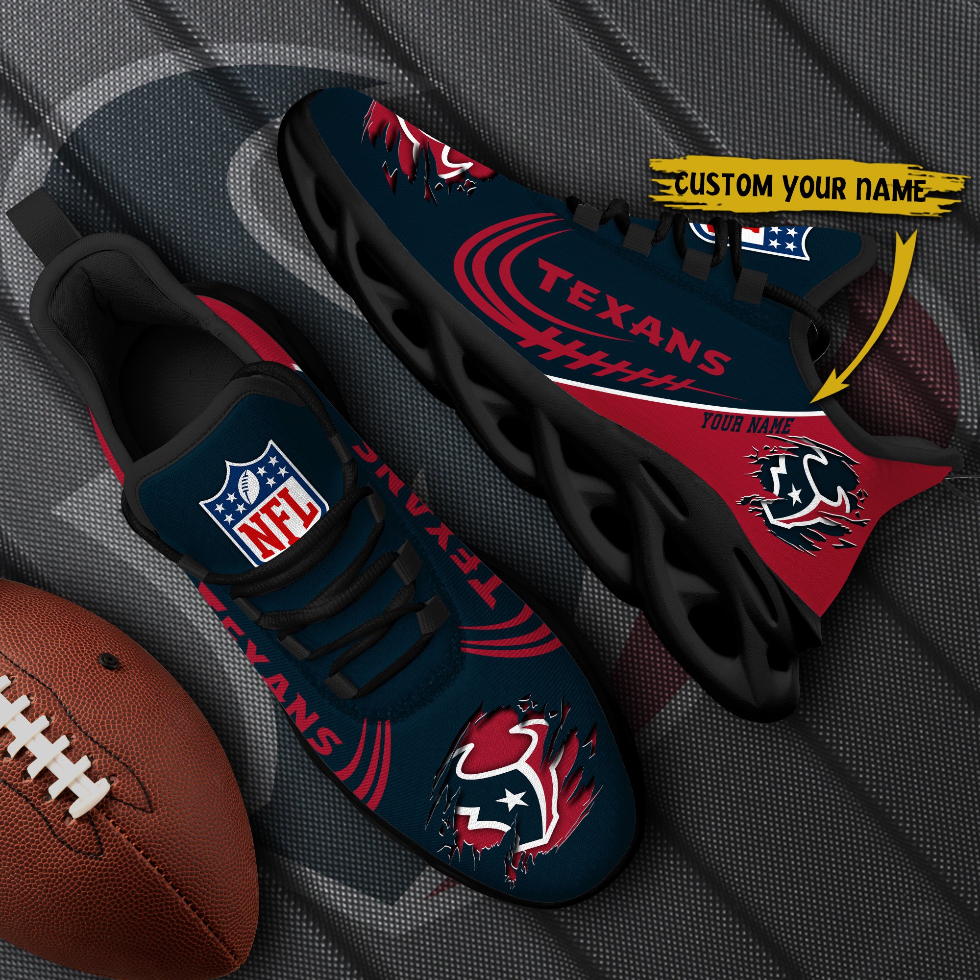 Houston Texans Black Max Soul Shoes 2026 Versions Custom Name 003