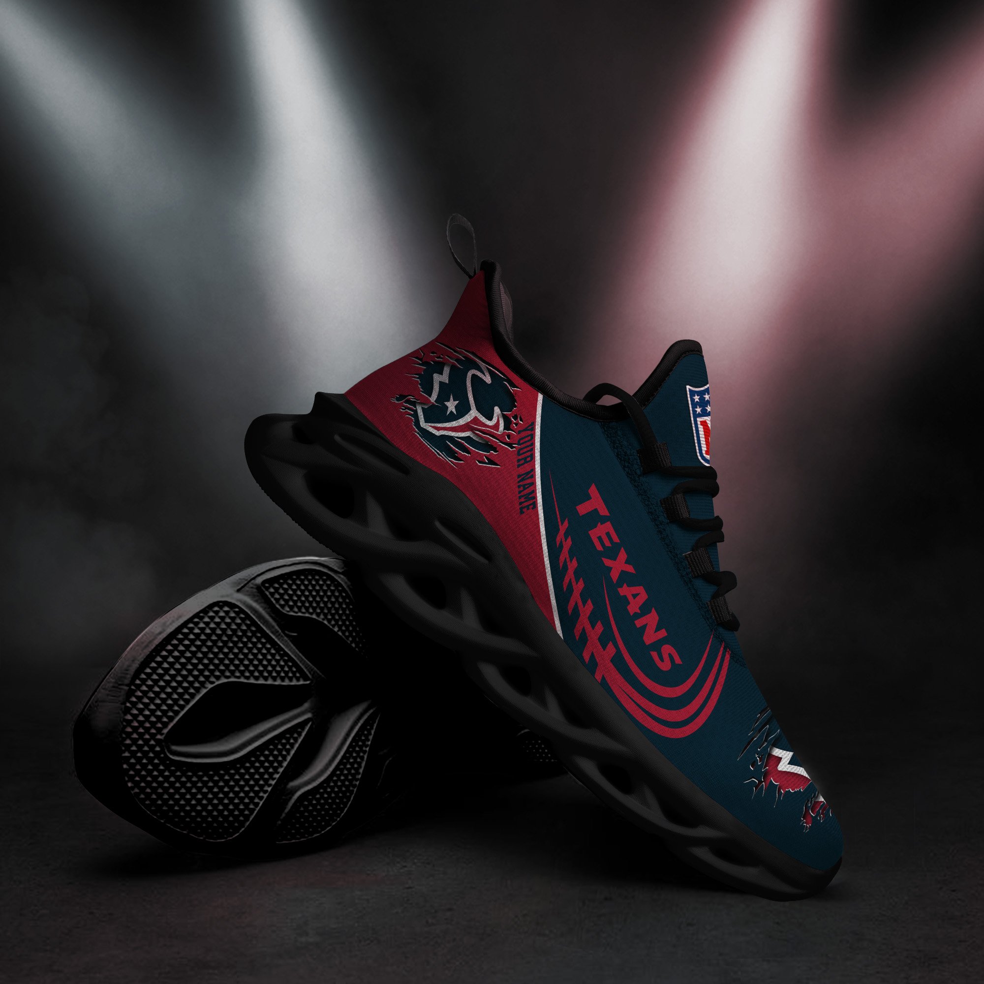 Houston Texans Black Max Soul Shoes 2026 Versions Custom Name 003