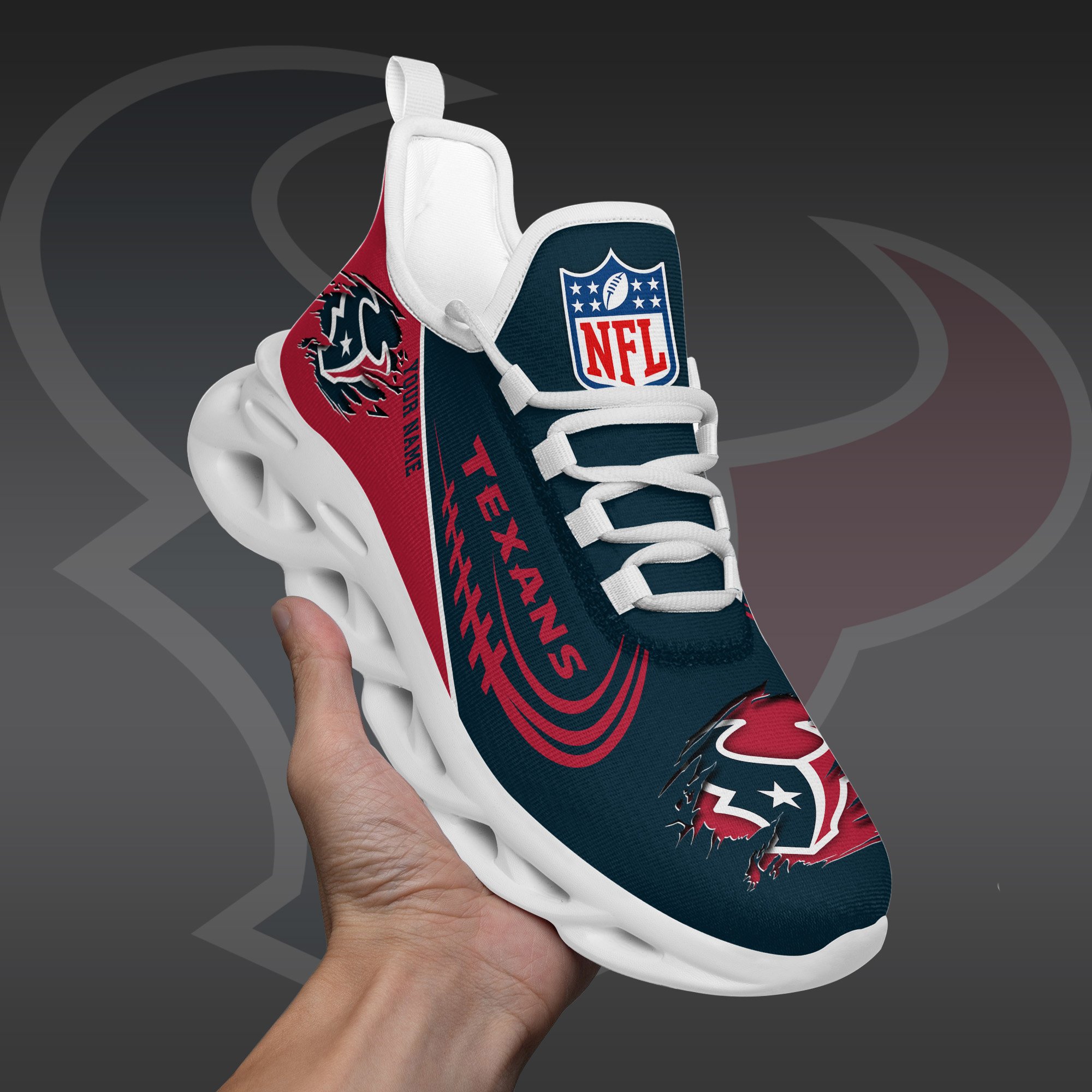 Houston Texans Black Max Soul Shoes 2026 Versions Custom Name 003