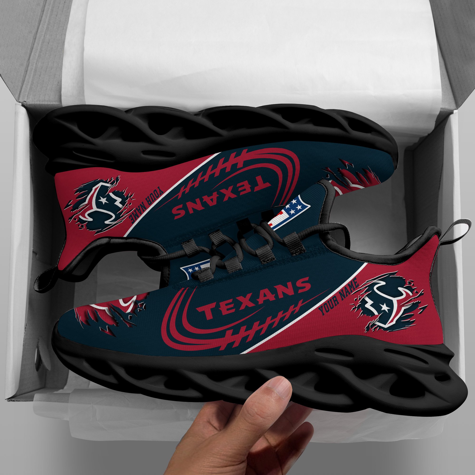 Houston Texans Black Max Soul Shoes 2026 Versions Custom Name 003