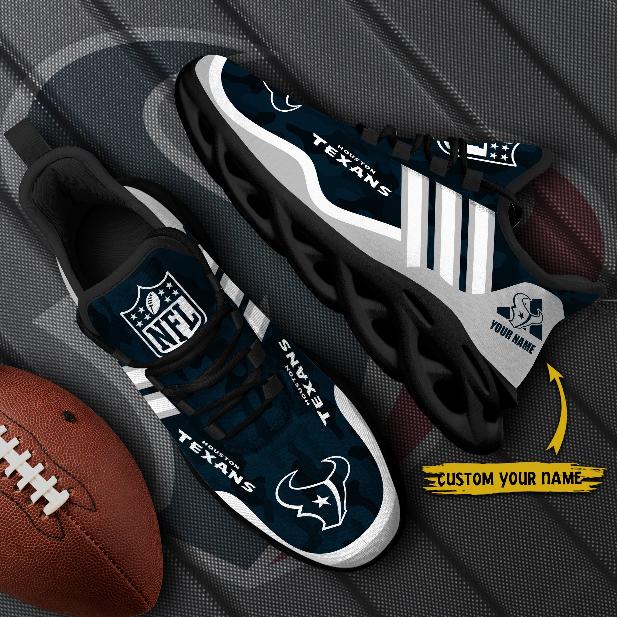Houston Texans Black Max Soul Shoes 2026 Versions Custom Name 430