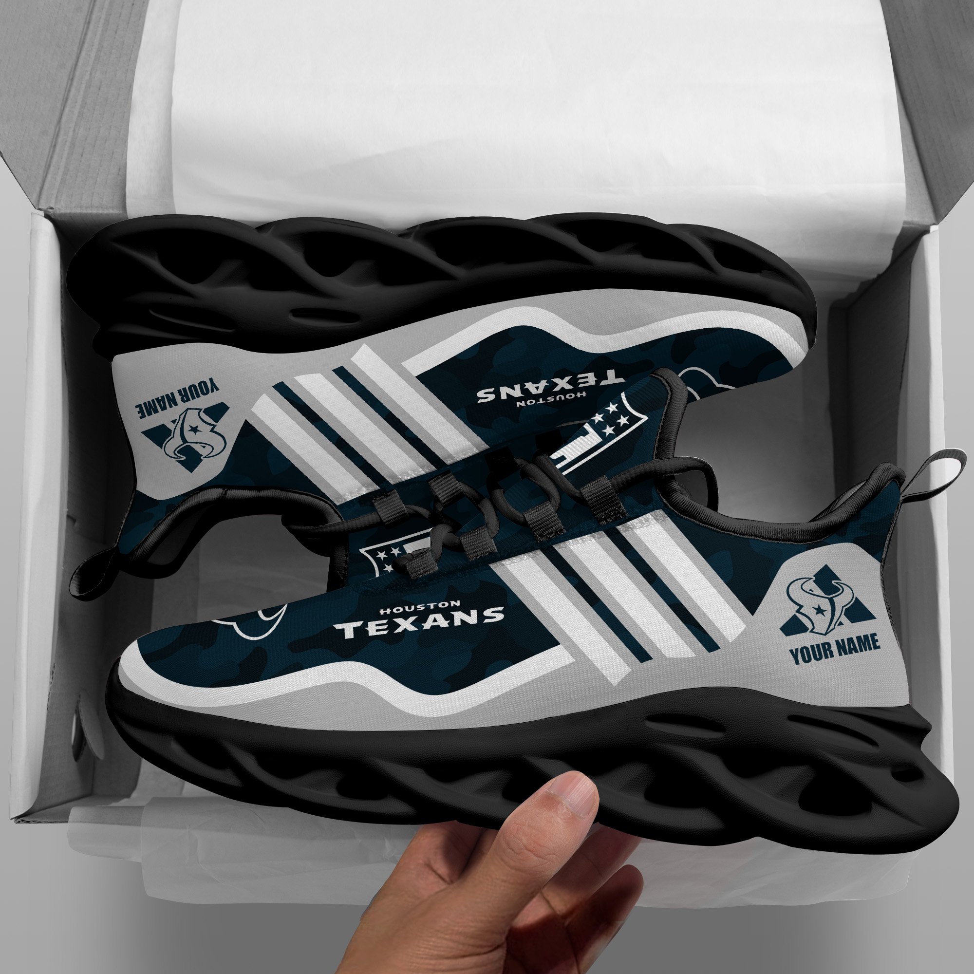 Houston Texans Black Max Soul Shoes 2026 Versions Custom Name 430