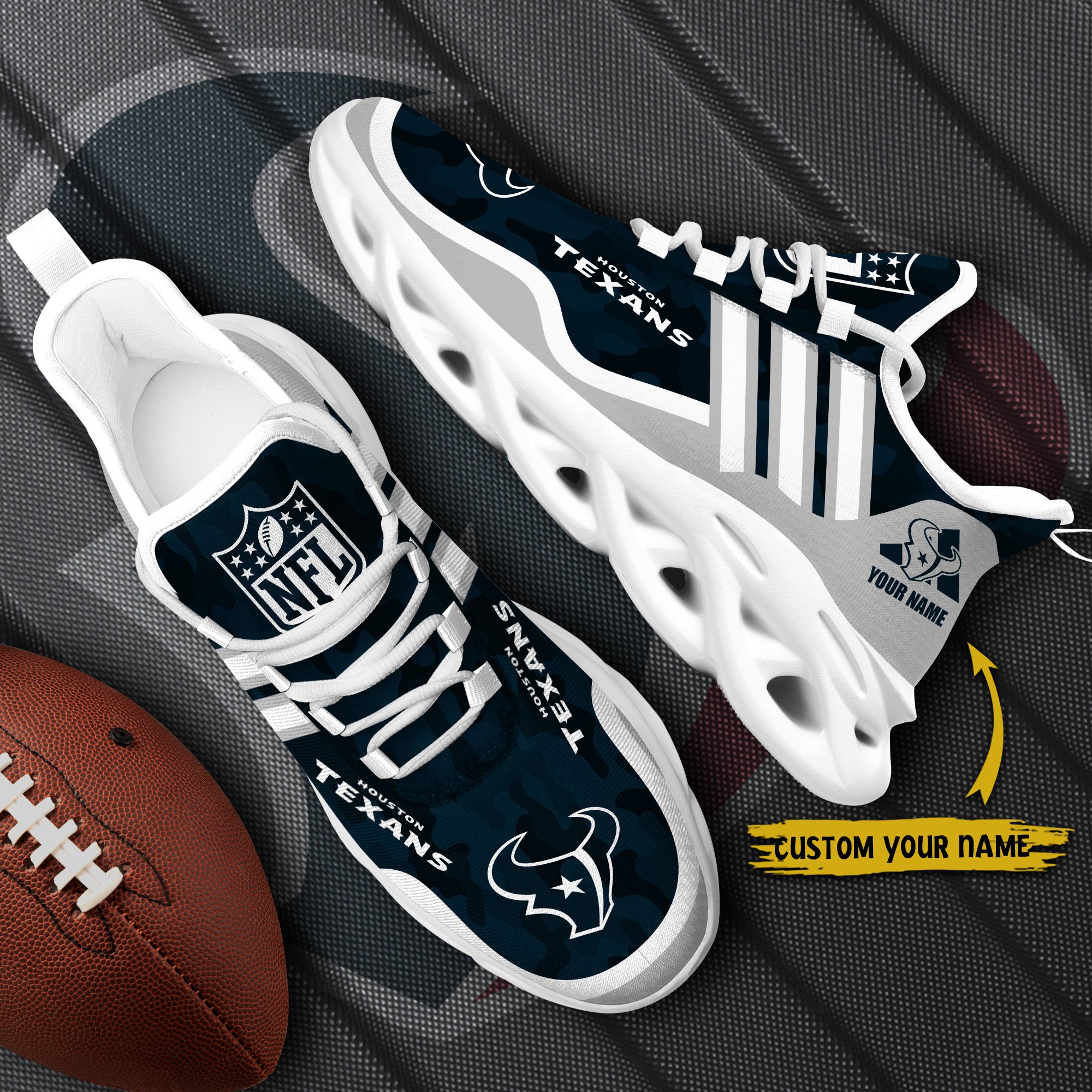 Houston Texans Black Max Soul Shoes 2026 Versions Custom Name 430