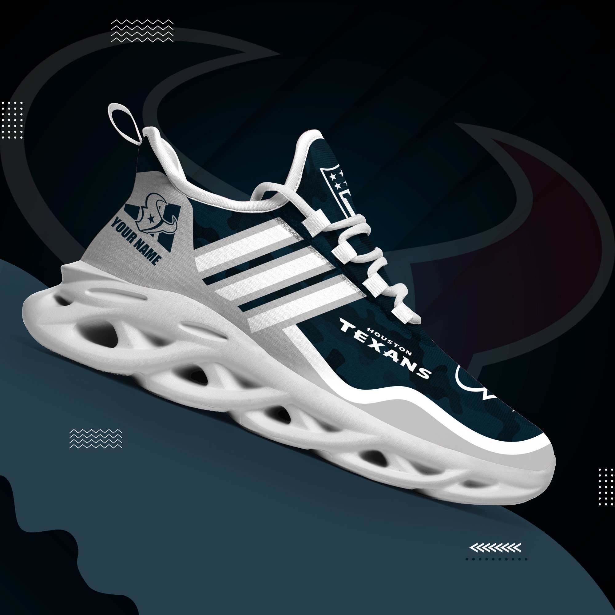 Houston Texans Black Max Soul Shoes 2026 Versions Custom Name 430
