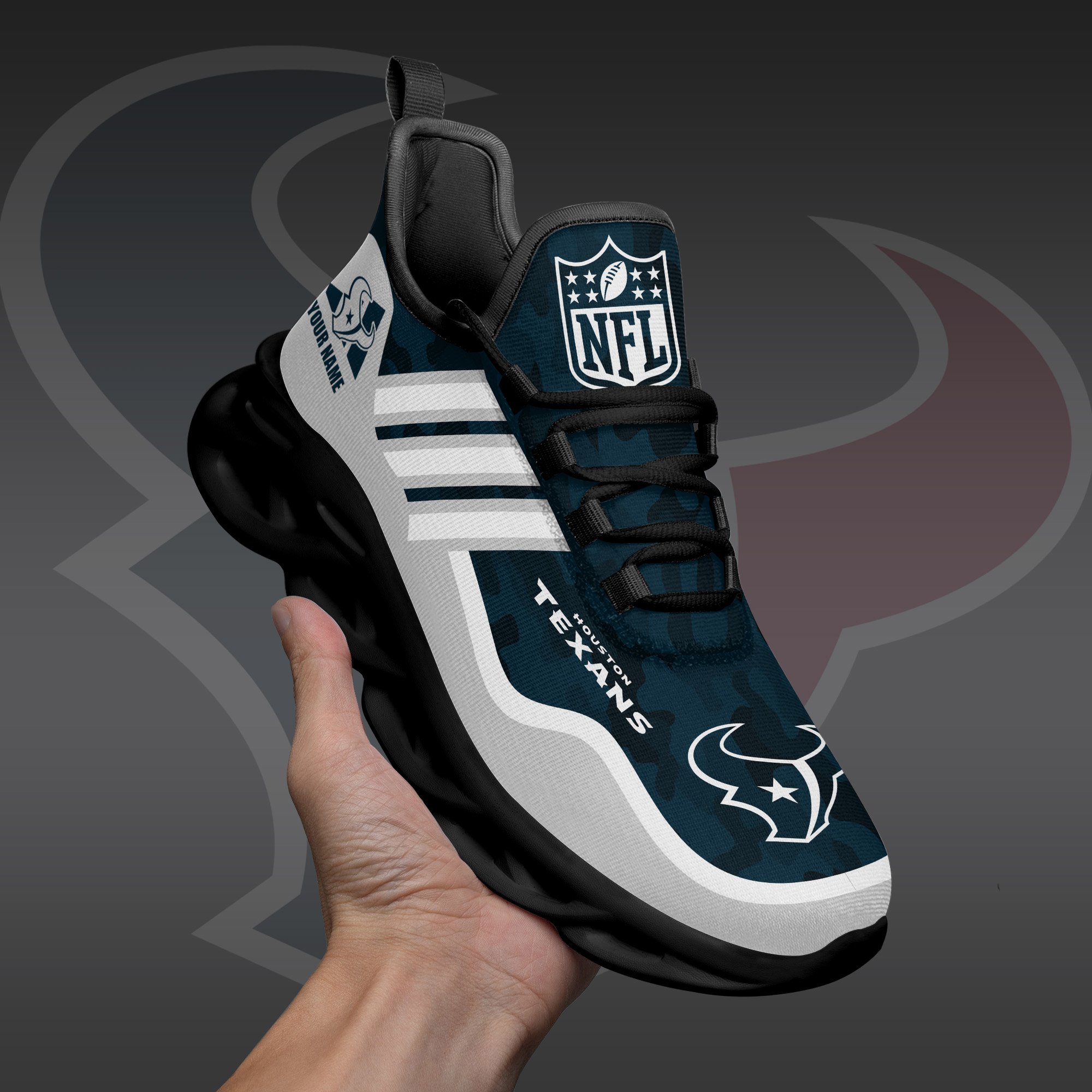 Houston Texans Black Max Soul Shoes 2026 Versions Custom Name 430