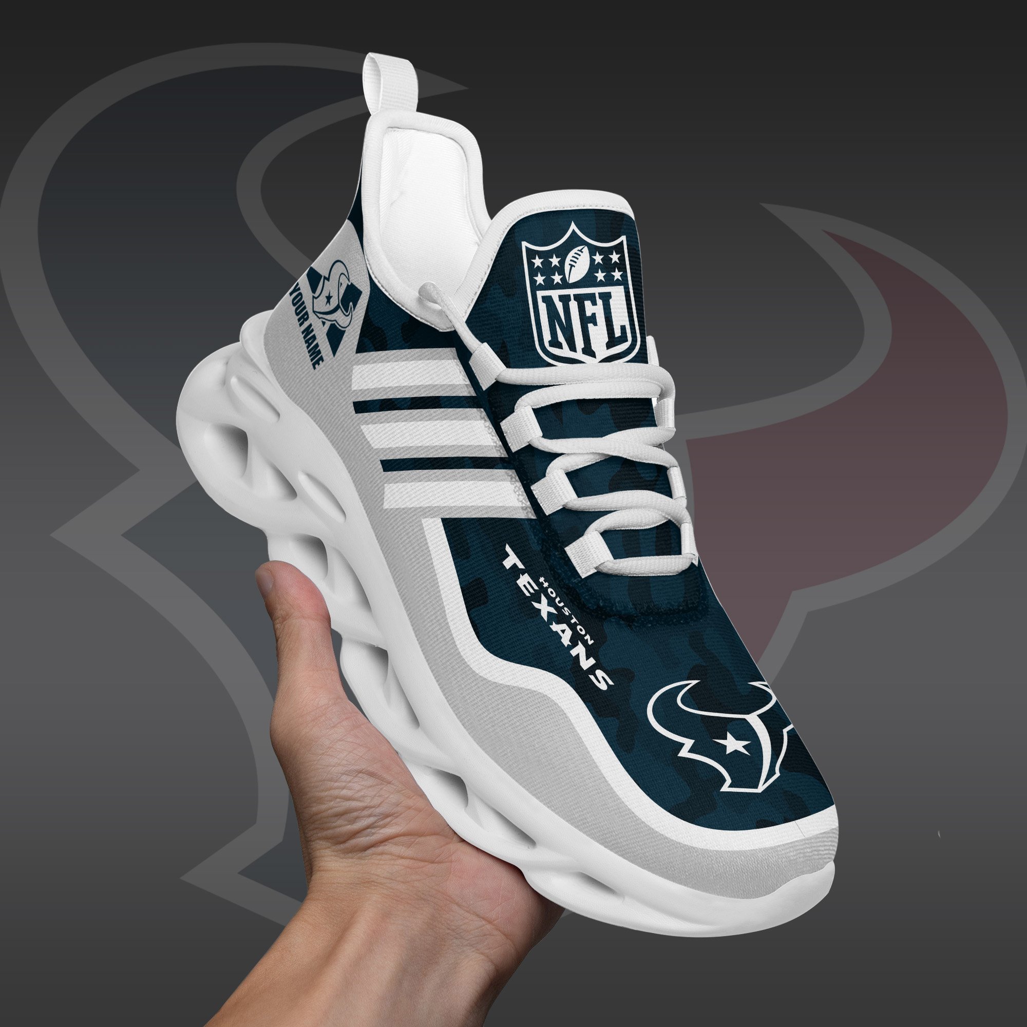 Houston Texans Black Max Soul Shoes 2026 Versions Custom Name 430