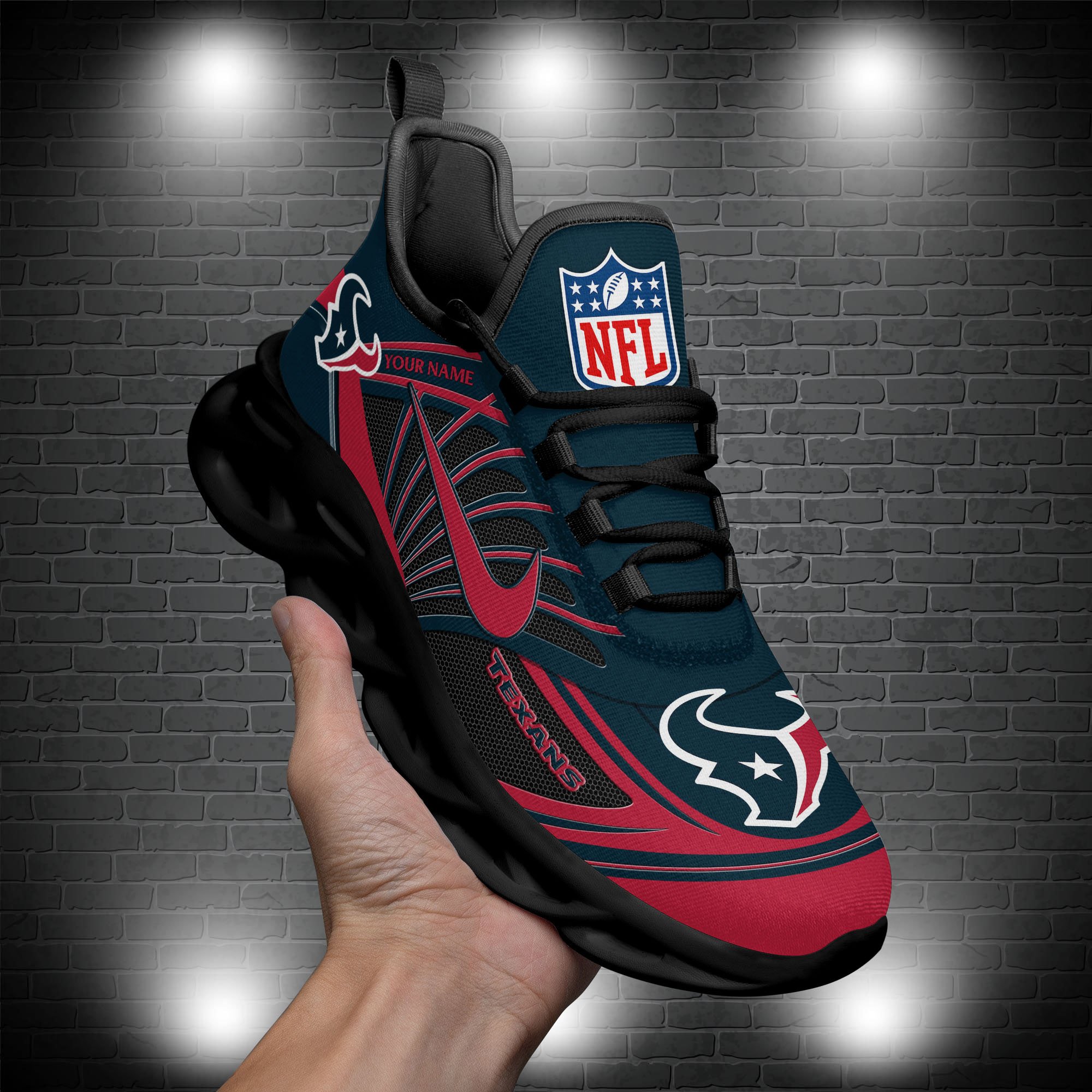Houston Texans Black Max Soul Shoes 2026 Versions Custom Name 898