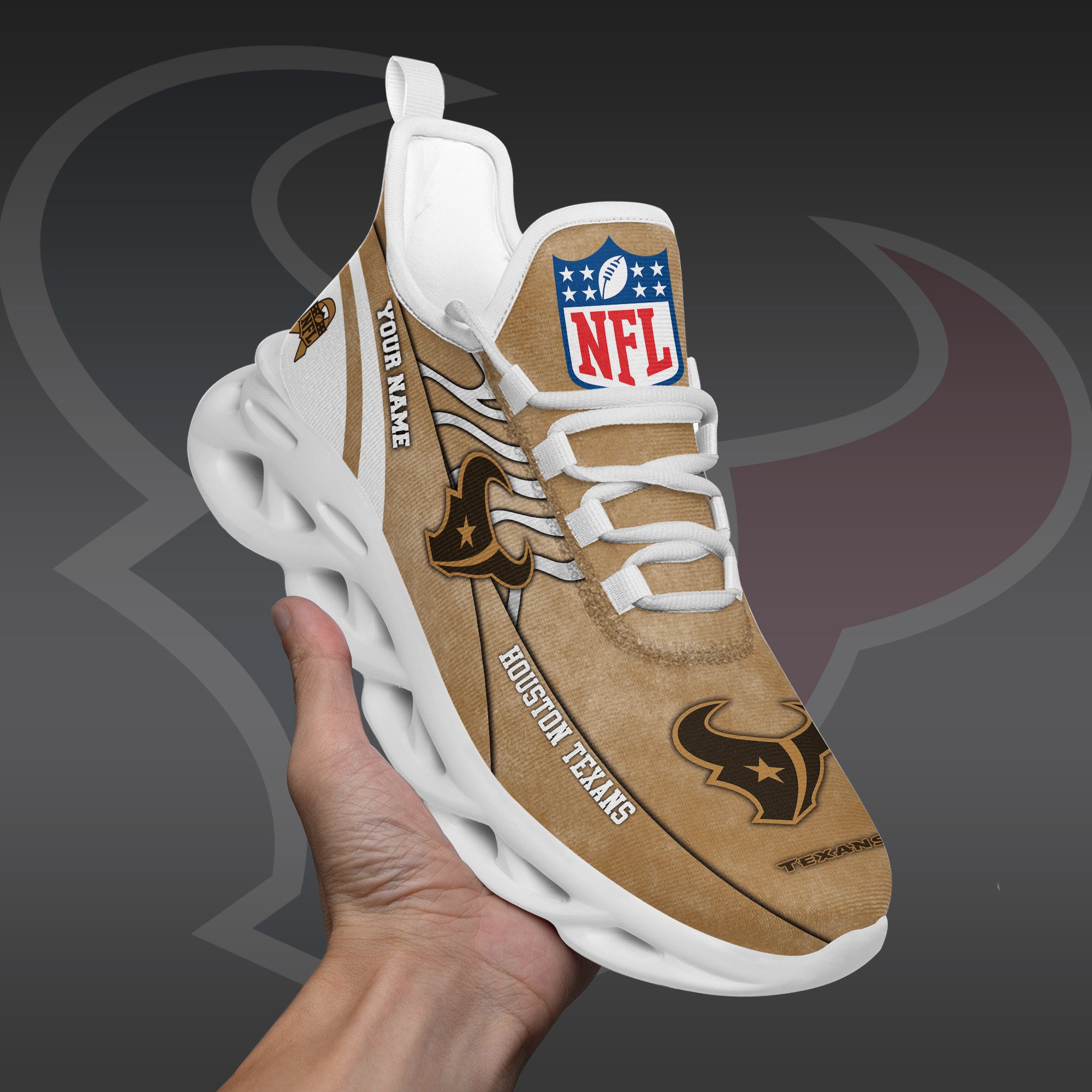 Houston Texans Black Max Soul Shoes 2026 Versions Custom Your Name And Number 264